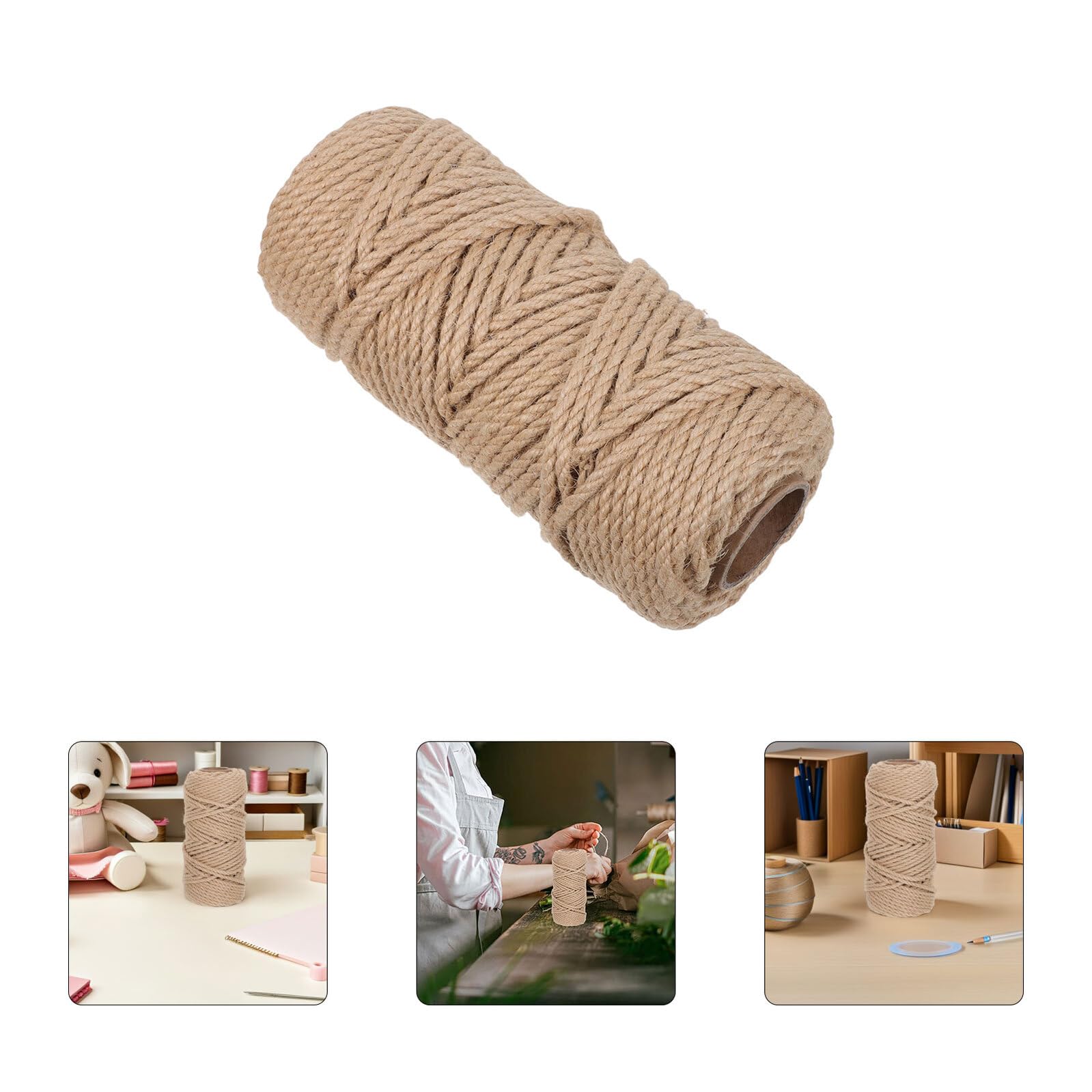 jojofuny Lot de 2 Rouleaux de Corde en Jute Tressée Naturelle 5 Mm X 50 M, Ficelle de Chanvre Rustique pour Jardinage, Loisirs Créatifs et Décoration Champêtre Polyvalente