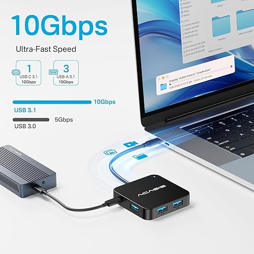 Miniatura 4 de ACASIS Hub USB C de 10 Gbps, adaptador multipuerto 6 en 1 con HDMI 4K 60Hz, entrega de energía de 100 W, puerto de datos USB A3.2, adaptador USB C a