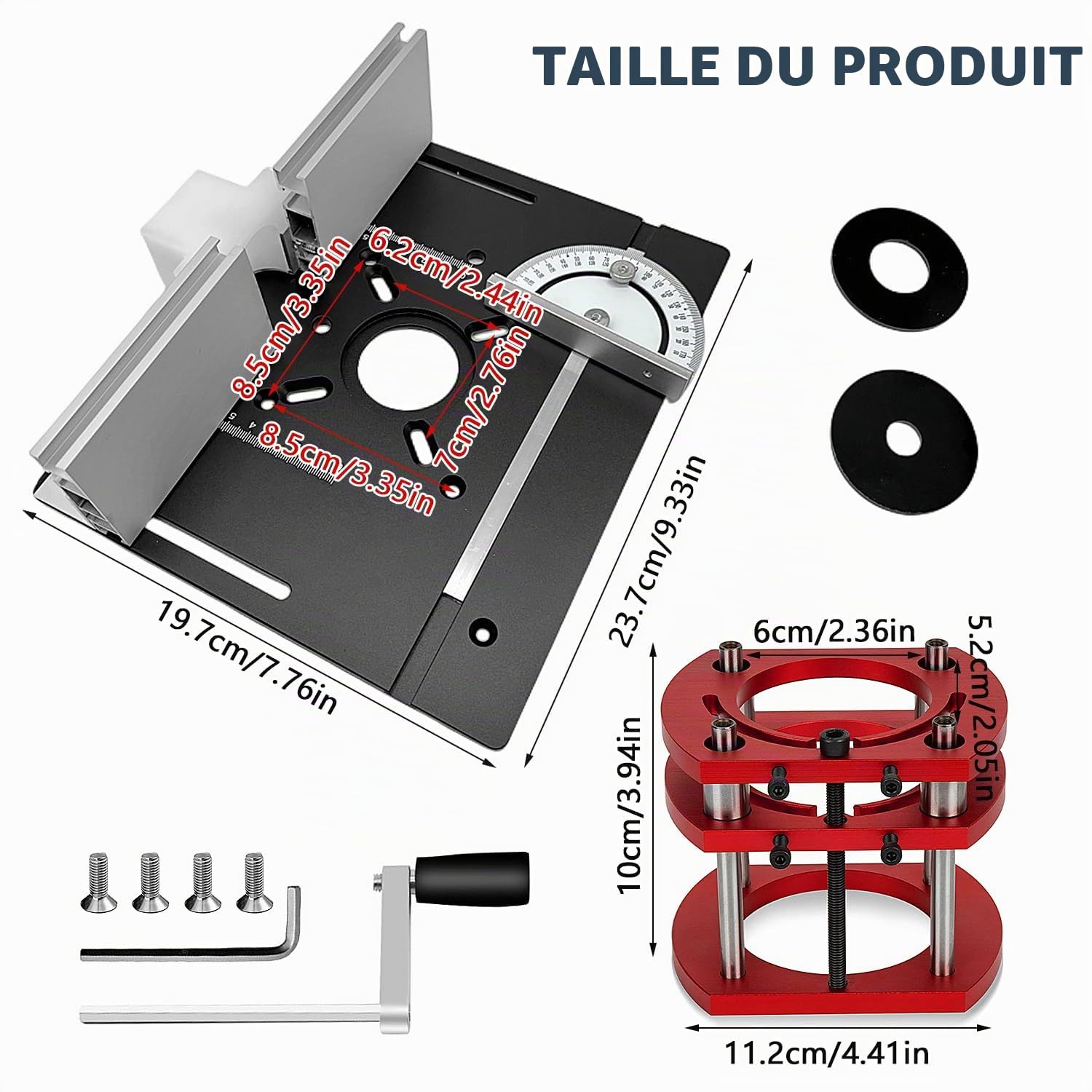 Alliage D'aluminium Kit Table de Fraisage pour Defonceuse, Défonceuse Système Précis Router Lift Pour 64-66mm Diamètre Moteur Router Table, Defonceuse a Bois sur Table
