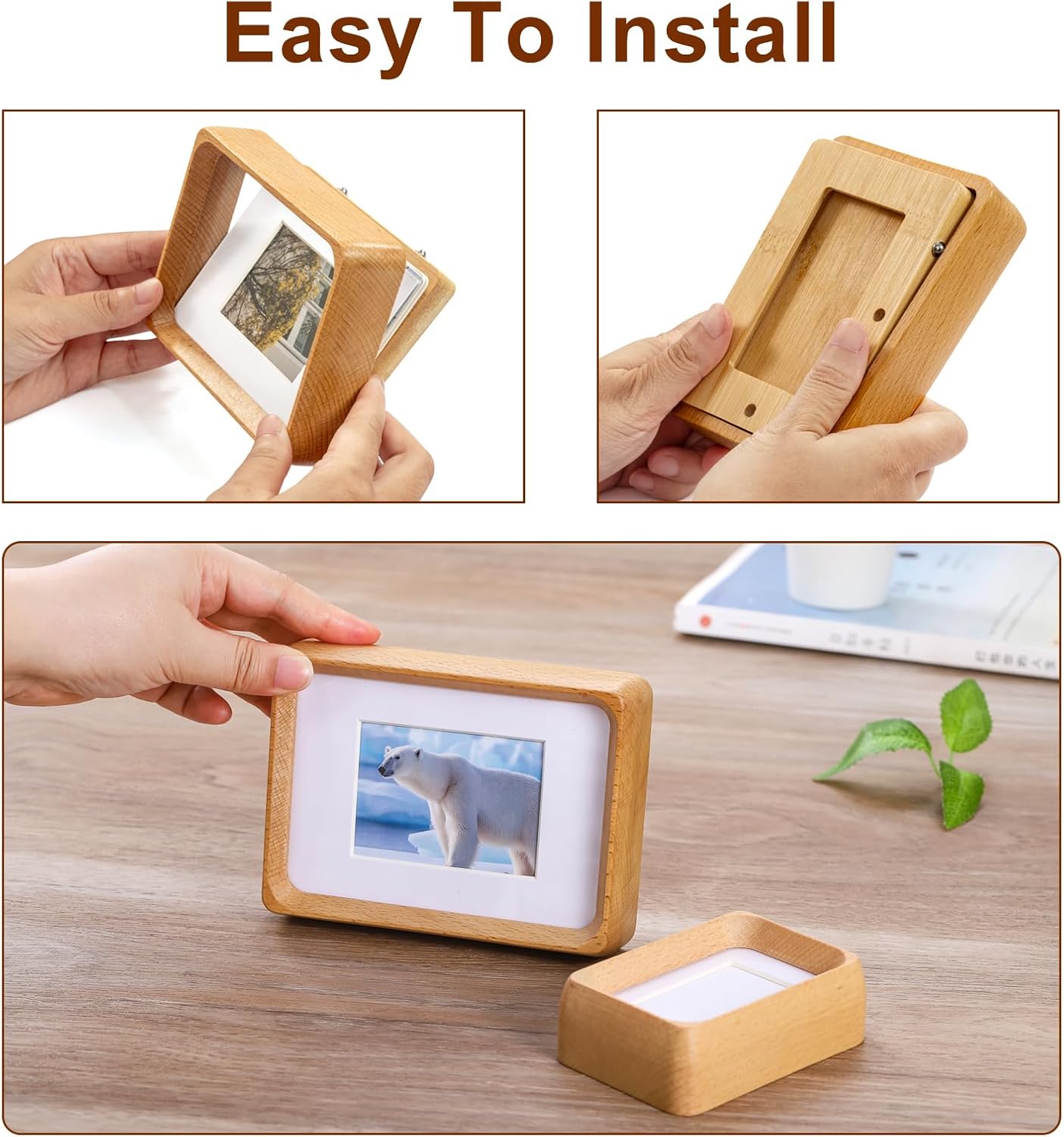 5x3.5 inch Natural Wood Picture Frame, Tabletop Wooden Small Photo Frame with Mat, Display Pictures 2x2.76 with Mat or 3.5x5 Without Mat for Desktop Display, Mini Photo Picture Frame (Beech) - Image 8