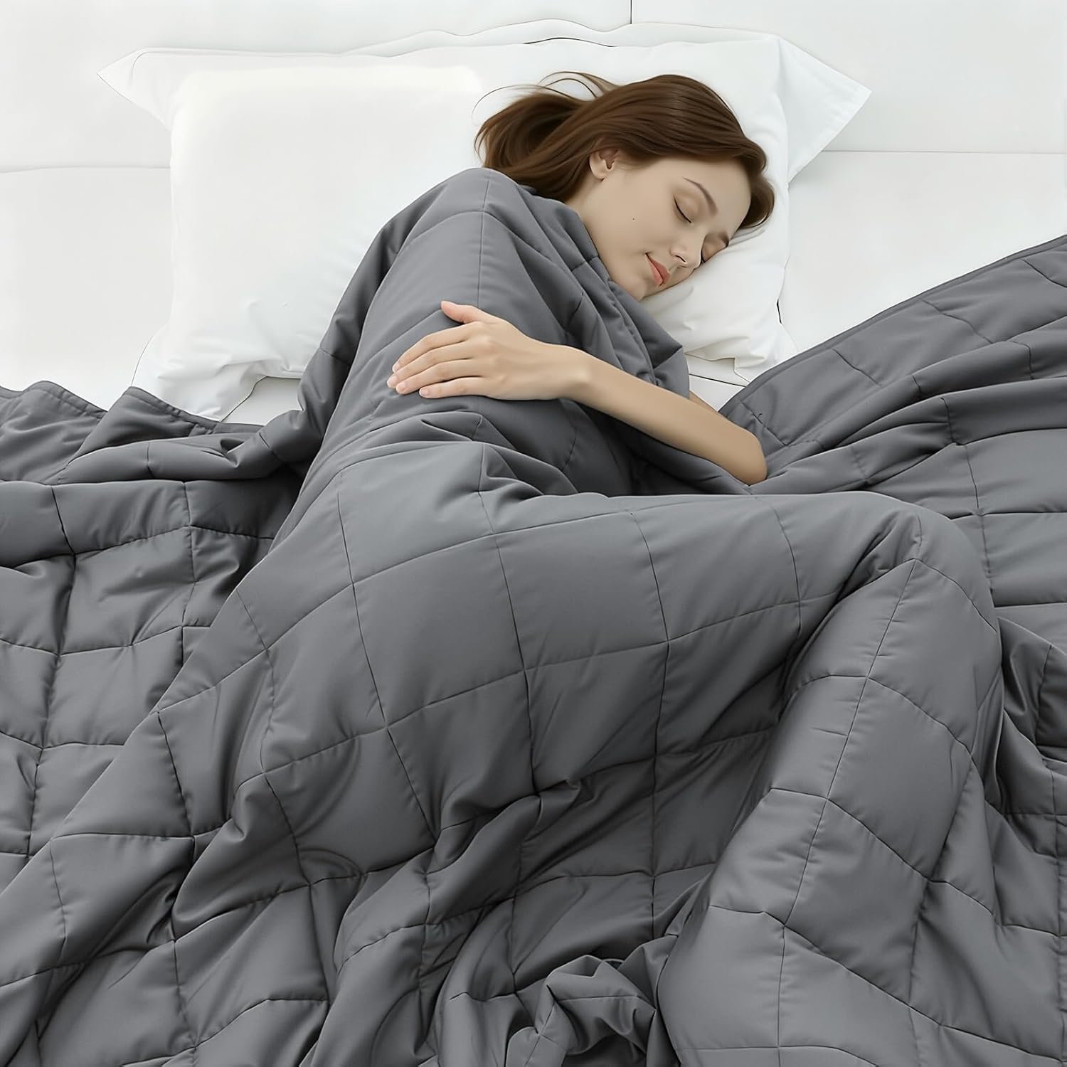 Weighted Blanket for Adults(60″ x 80″,15lbs) Queen Size Soft Cooling Heavy Blanket for Sleeping,Breathable Blanket with Glass Bead Perfect for 120-160 lbs,All Season,Machine Washable(Grey)