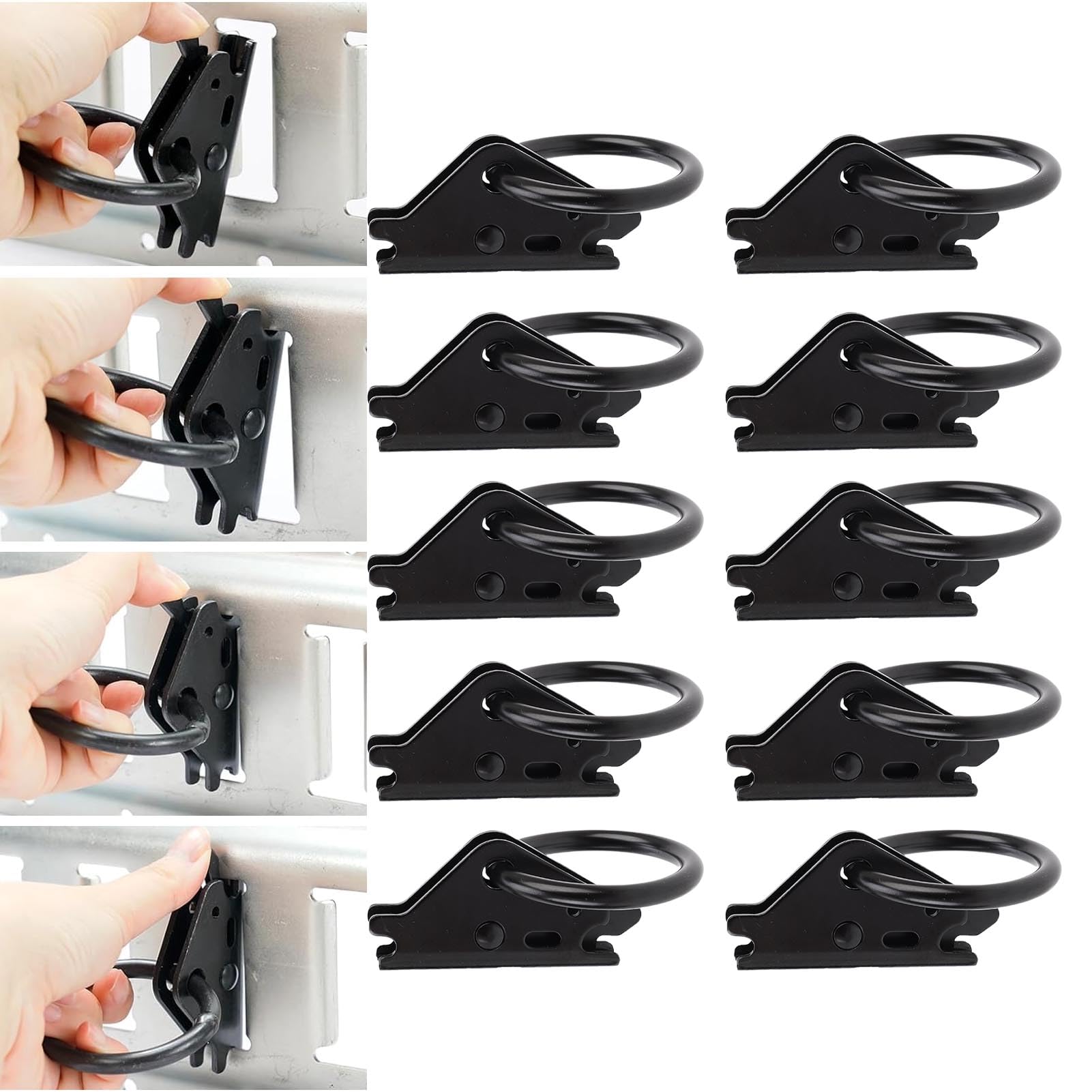 banapoy E Track O Anning Ating Anchors, 10Pcs de Servicio Pesado E del de Riel de Empate, 2500lbs de Carga de Trabajo, para Camiones, Remolques, Camionetas, Camas Planas