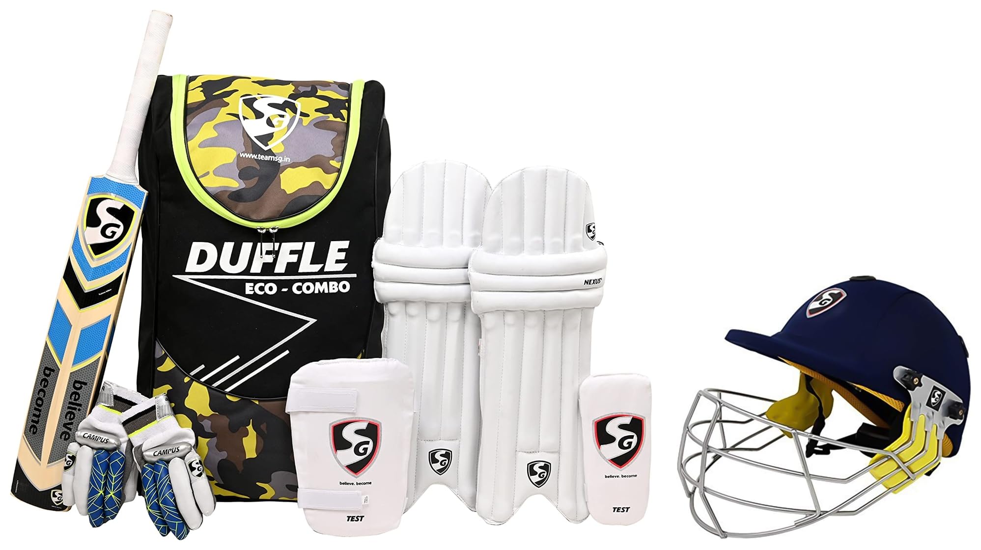 SG Full Cricket Kit with Duffle Bag:- Full Size for Man (Adult), Nylon, Multicolour Smart Cricket Helmet, Size - Large-image-36