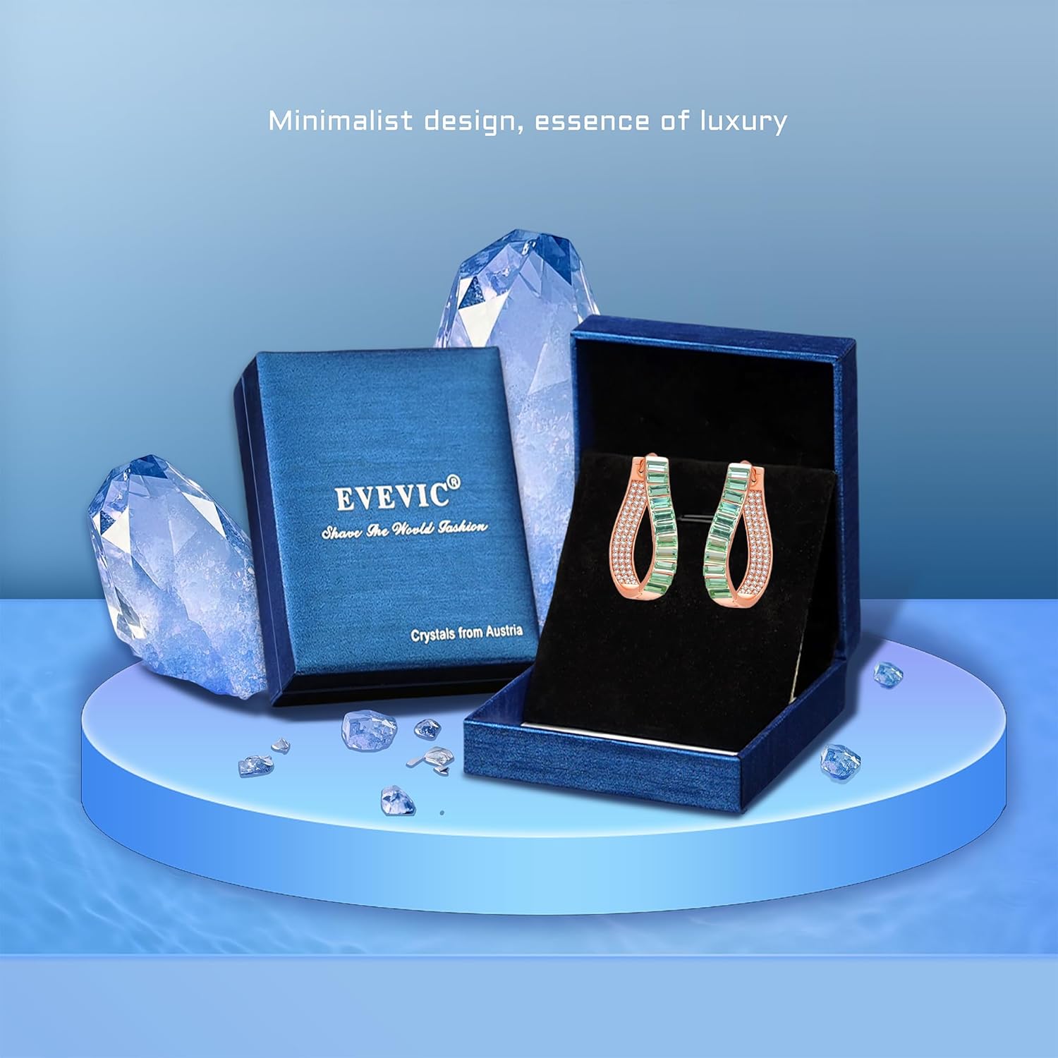 Austrian Crystal Hoop Earrings for Women Pave Oval Hoop Earrings for Women 14K Gold Plated Hypoallergenic Jewelry Gift - Image 6