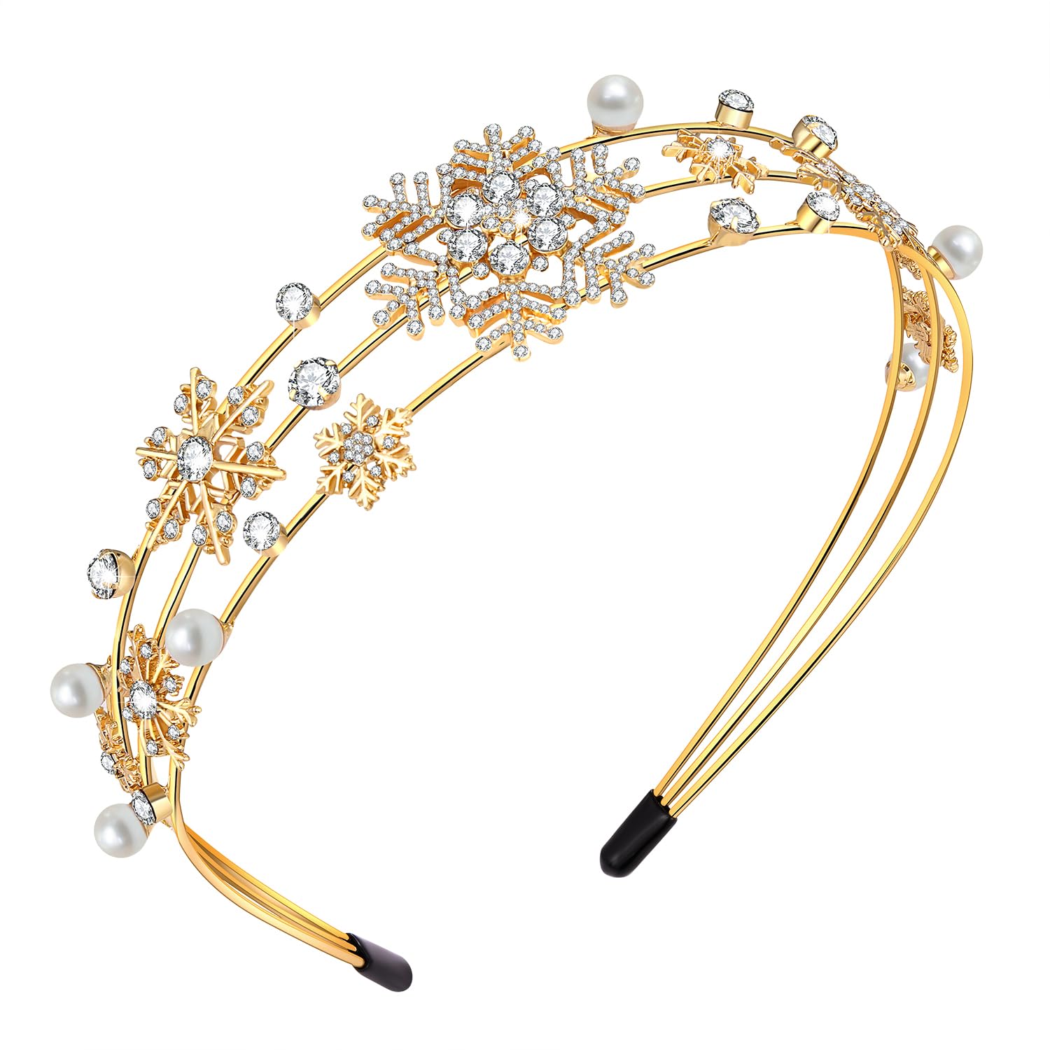 HEIDKRUEGER Haarreif für Damen, Weihnachts- und Neujahrs-Stirnband für Damen, festlicher Urlaubsparade, Haarreif (Schneeflocke/Gold)