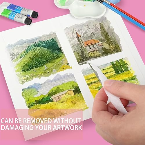 Miniatura 4 de Paquete de 2 cintas blancas de artista para papel de acuarela, cinta adhesiva de arte blanca para dibujar pintura, lienzo, enmarcado, sin ácidos,