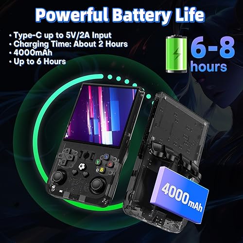 Miniatura 2 de R36MAX - Consola de juegos retro, consola de juegos de mano con batería de 4000 mAh pantalla IPS de 4.0 pulgadas, sistema Linux de código abierto,