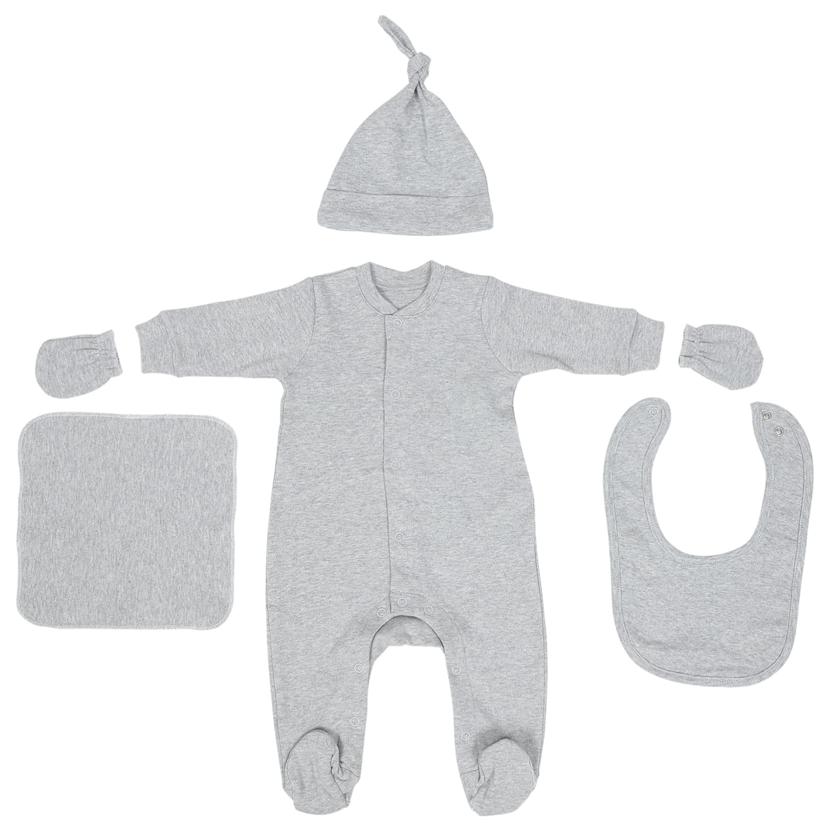 PartyKindom Newborn Outfit Set Hat Mittens Baby Clothes 52cm Grey Design Warm Retention Safe for Baby