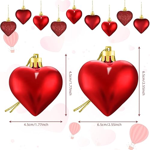 Miniatura 2 de Adornos de corazón para el día de San Valentín 3 adornos con forma de corazón para árbol de Navidad y para colgar como decoración en el día de San