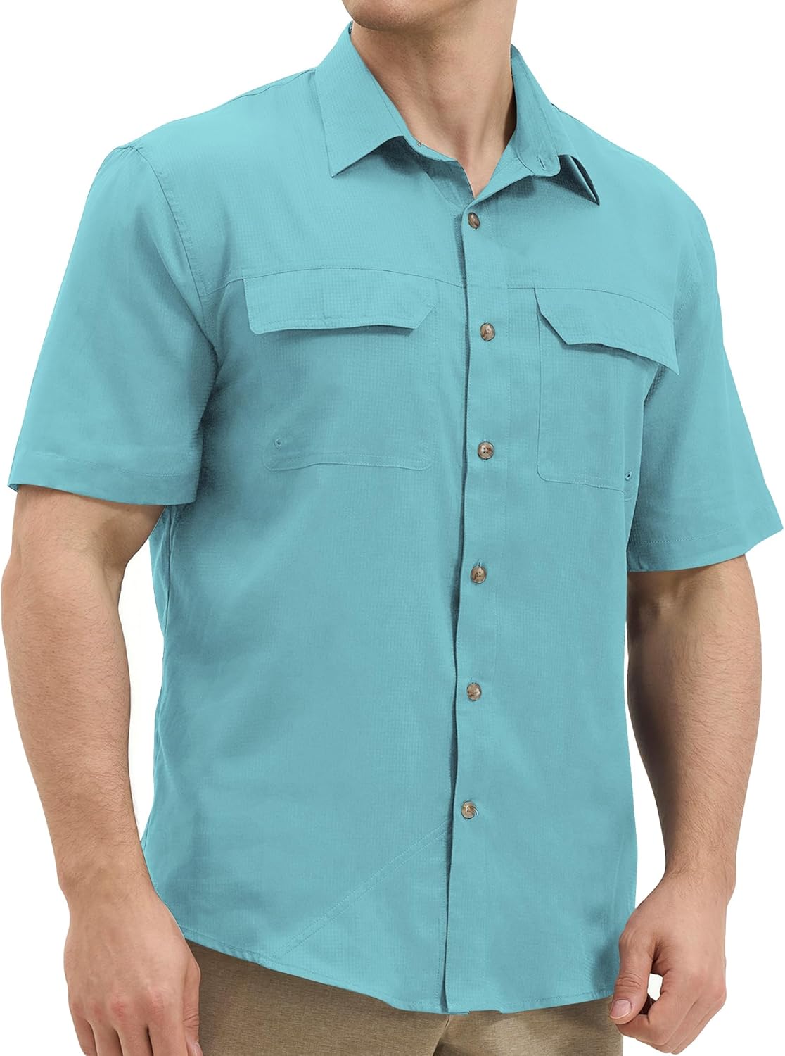 Mens Short Sleeve Sun UV Protection Shirt Cooling Quick Dry Fishing Shirts for Travel Outdoor Camping Hiking UPF 50+