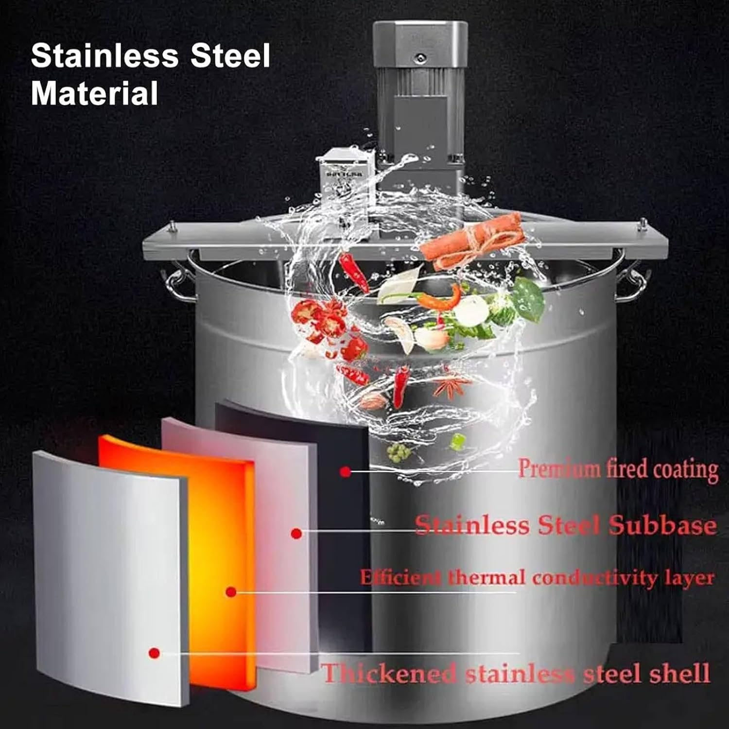 Máquina Mezcladora Automática 40L/80L para Salsas - Batidora Industrial de Acero Inoxidable con 4 Aspas Raspadoras, Ideal para Salsa Espesa, Mermelada, Sopas, Rellenos y Condimentos de Olla Caliente