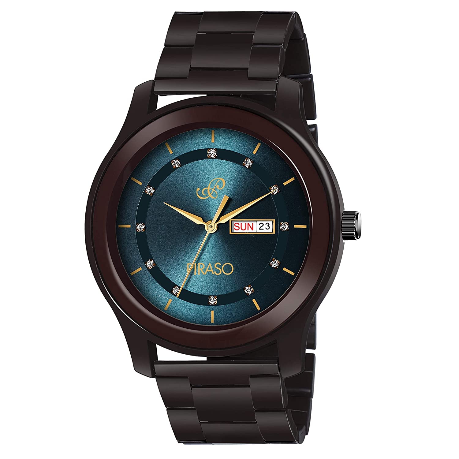 PIRASO Stainless Steel Classy Look Blue Dial And Brown Chain Analog Watch For Men Boys, Band Color:Black (B08PSFHS5Y) Amazon Price History, Amazon Price Tracker