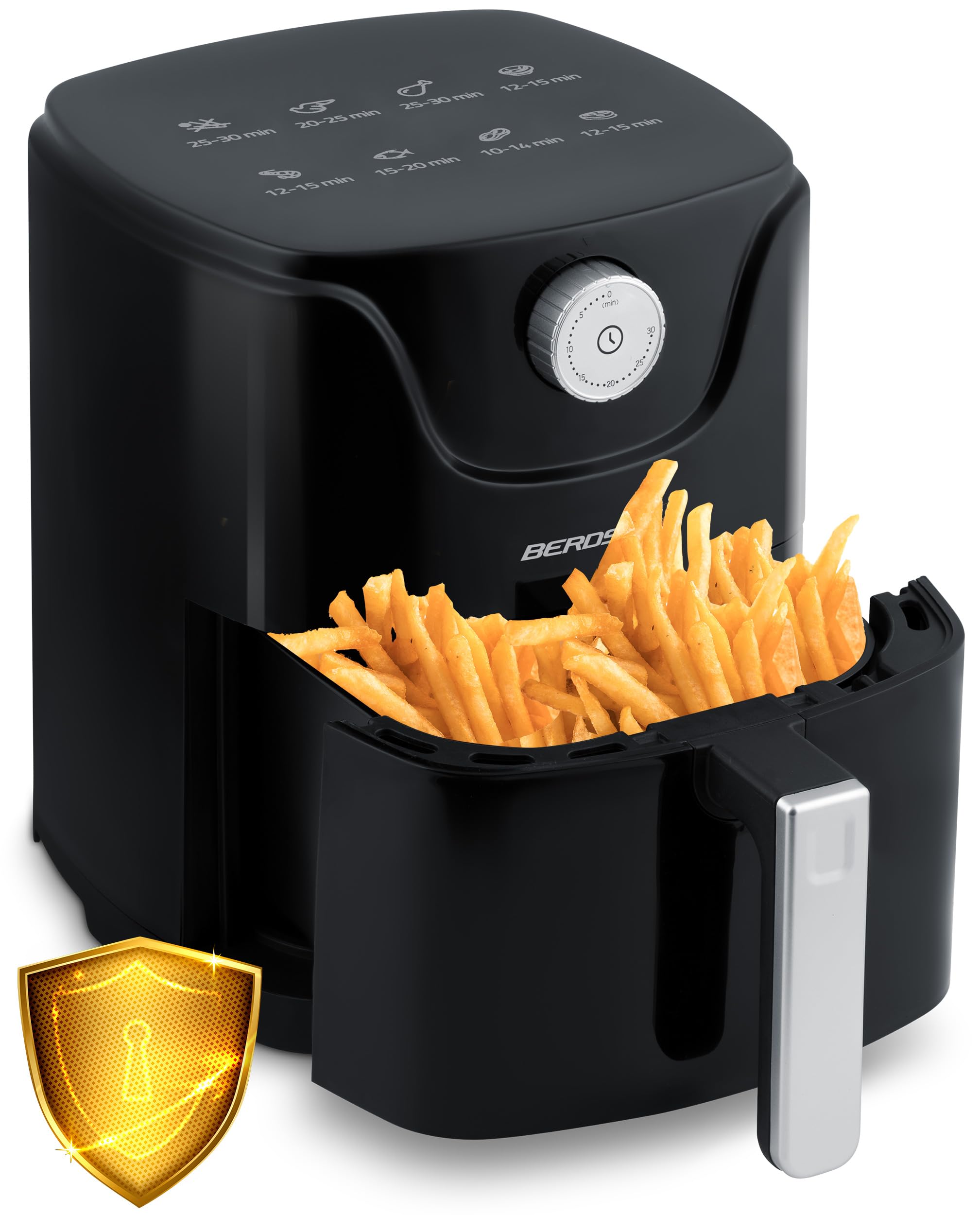 Berdsen Frytkownica beztłuszczowa na gorące powietrze - Air Fryer - 1000 W 2,5 L - 8 programów - Czarna