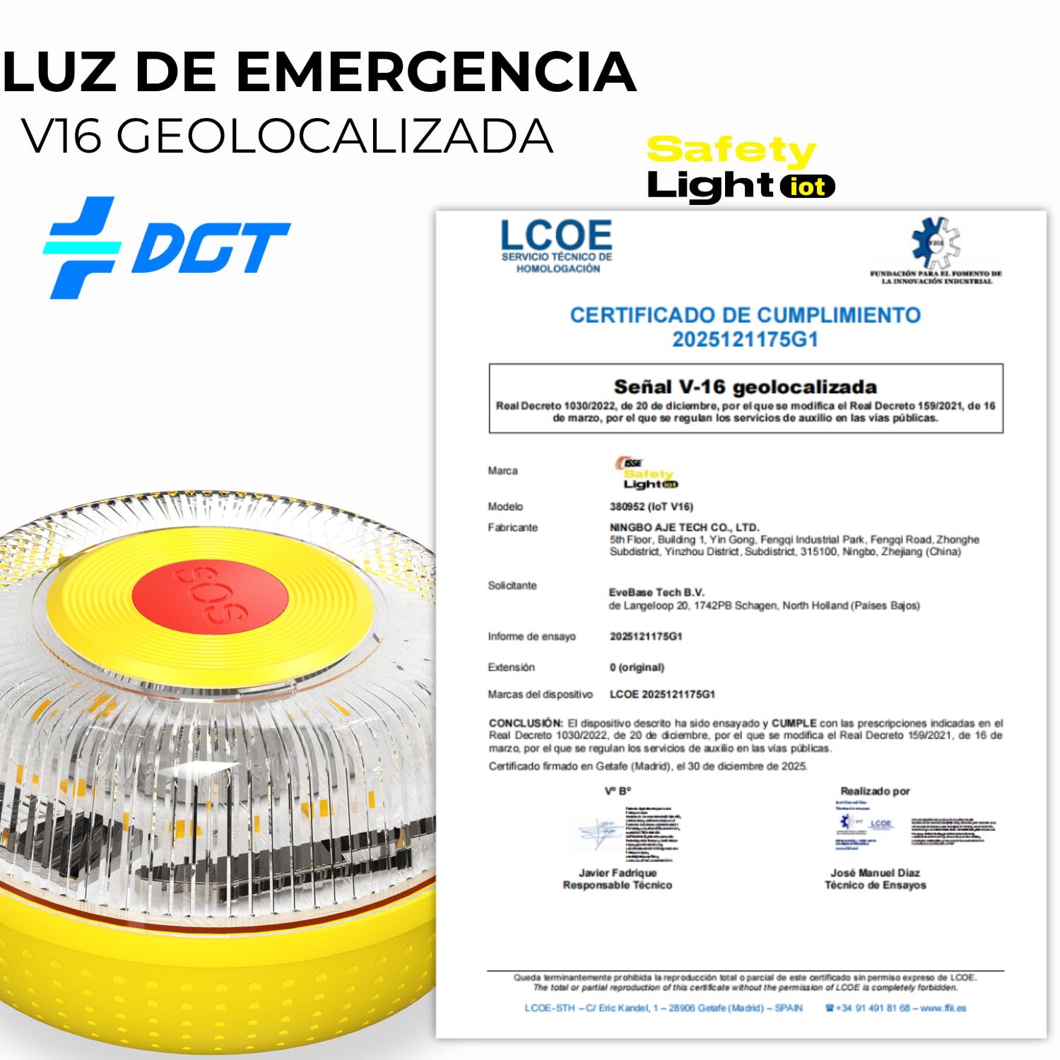 MIAC SAFETY LIGHT IoT Baliza V16 Homologada DGT con Geolocalización SIM y Datos Incluidos hasta 2038 - Luz Emergencia Coche Homologado DGT 3.0 — view 3