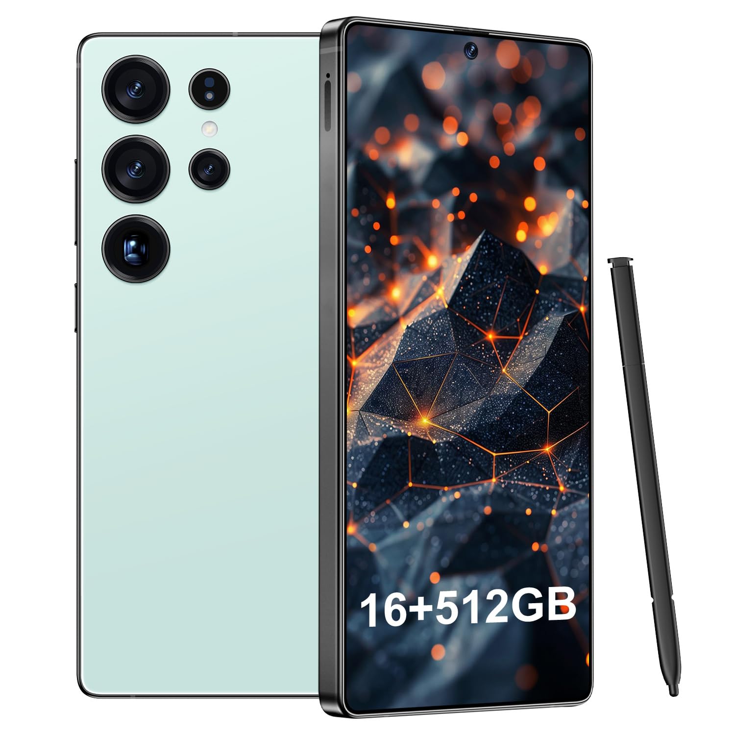 I25 Ultra Smartphone 16GB+512GB Android 14 Smartphone, 6.99" FHD+ Display, 7000mAh Battery, 108MP+68MP Dual Camera, Built-in Pen Stylus, Fast Performance Large Memory (Cyan)