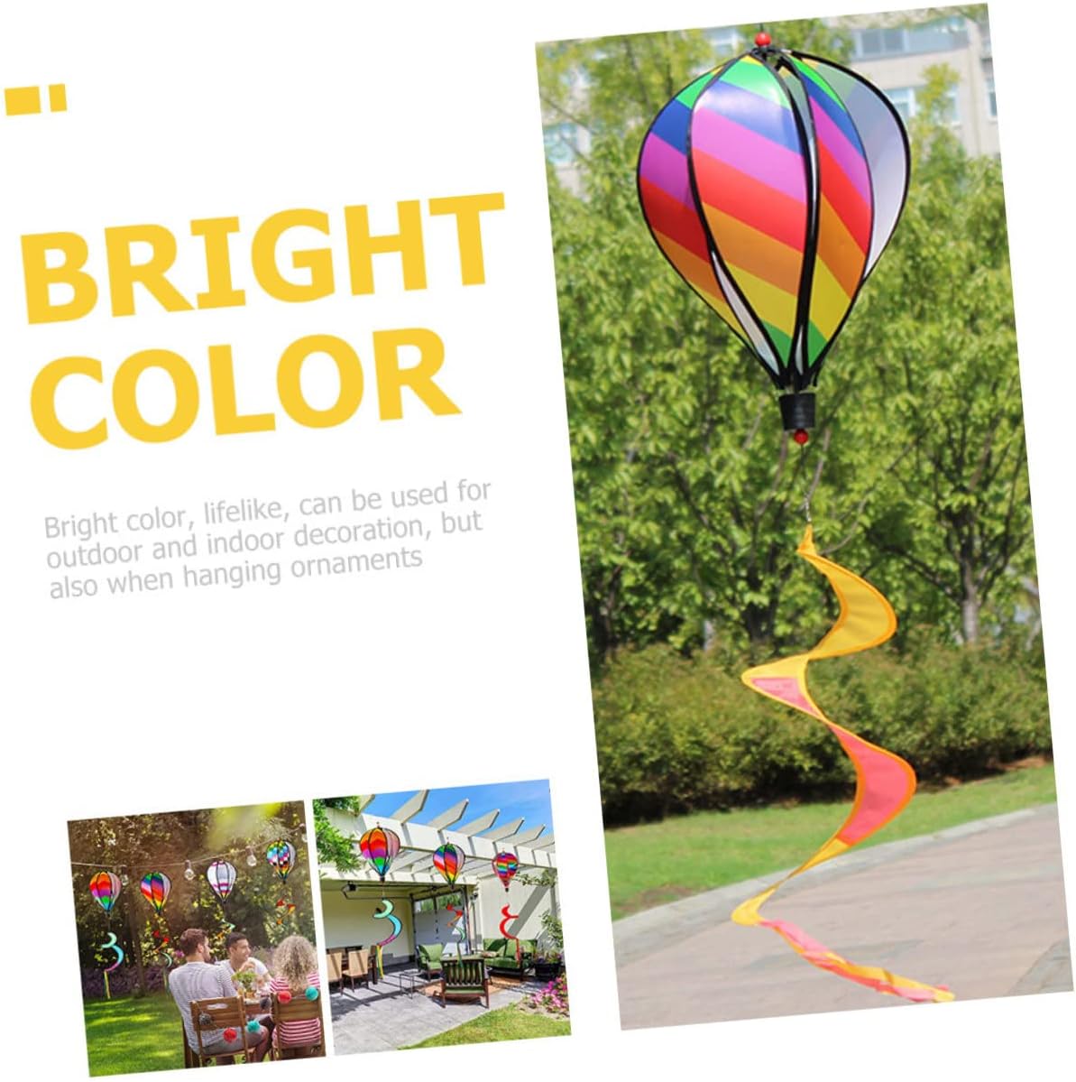 INOOMP 2pcs Spiral Hot Air Balloon Windmill Decor Hanging Garden Decoration for Parties Nurseries Outdoor Spaces Lightweight Material for Festive Atmosphere