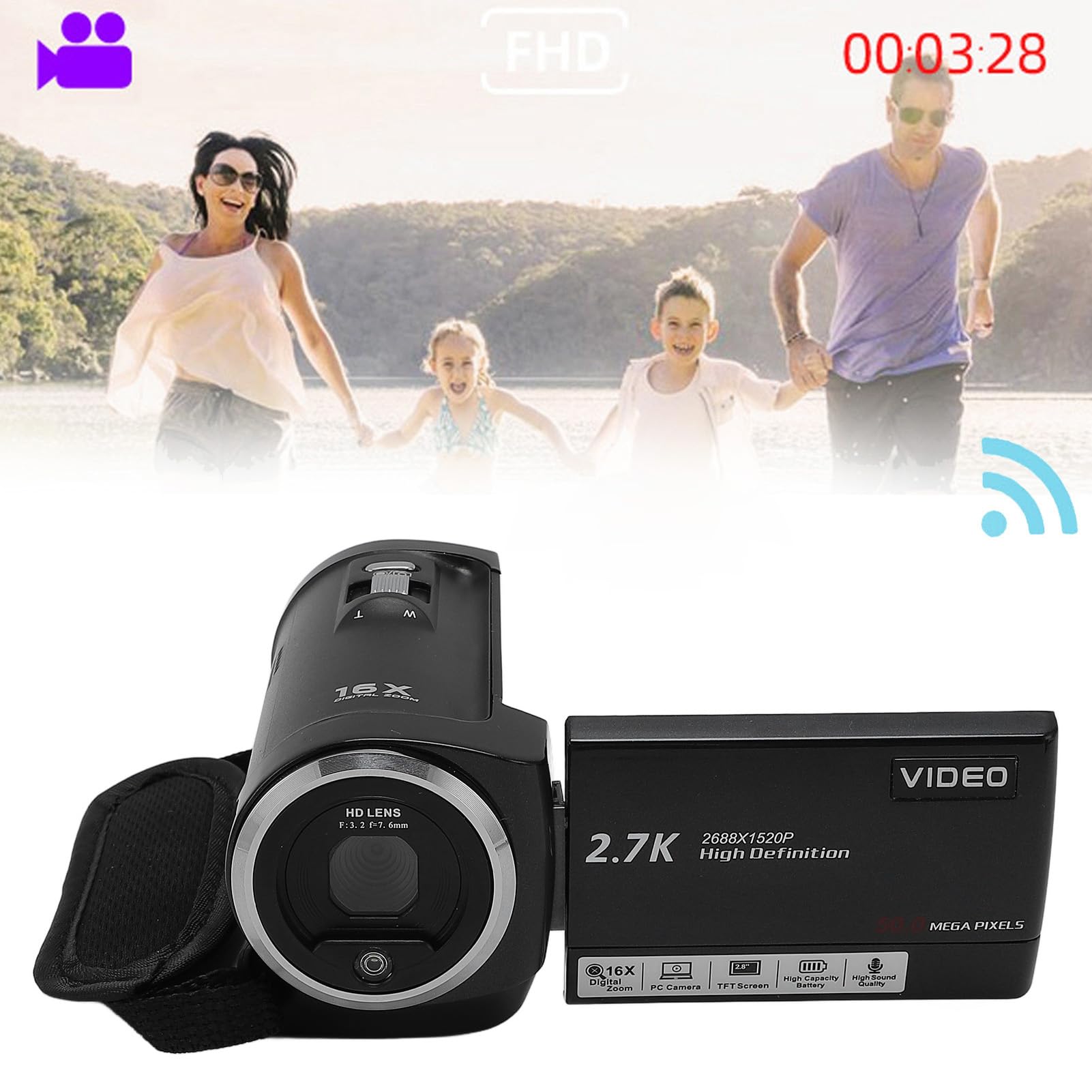 Amazon | ビデオカメラビデオカメラ、2.7Kビデオカメラ16倍