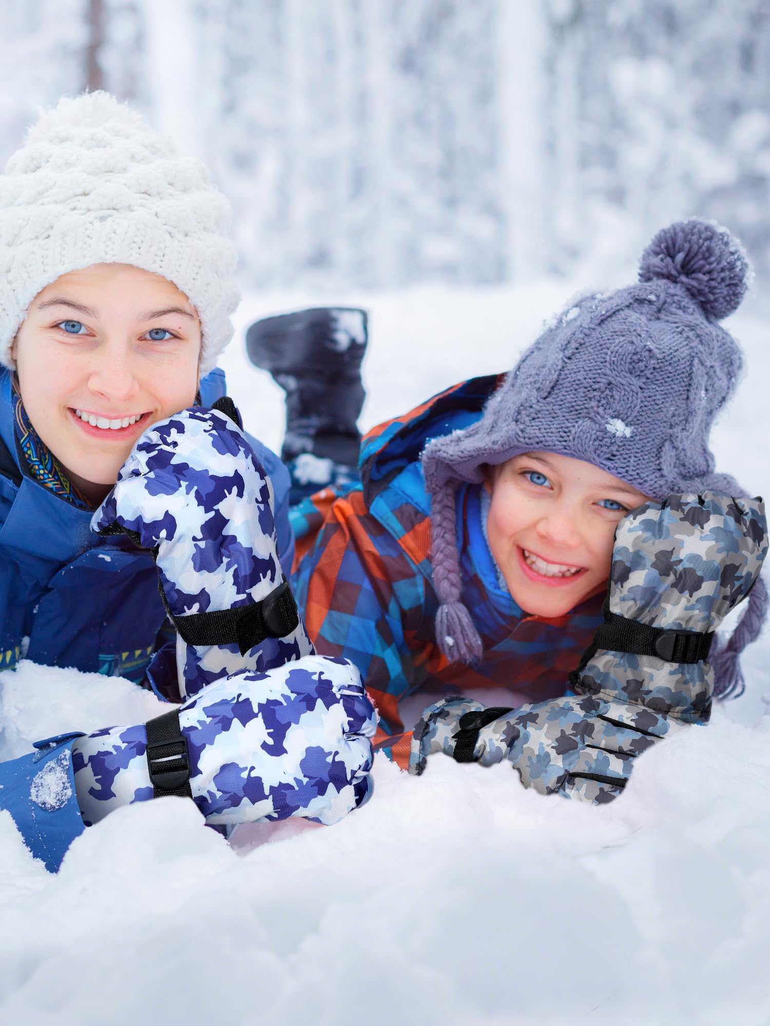 Bencailor 6 Paar Kinder Winterhandschuhe Wasserdicht Skihandschuhe Jungen Mädchen Warme Schnee Snowboard Fäustlinge für kaltes Wetter Unisex