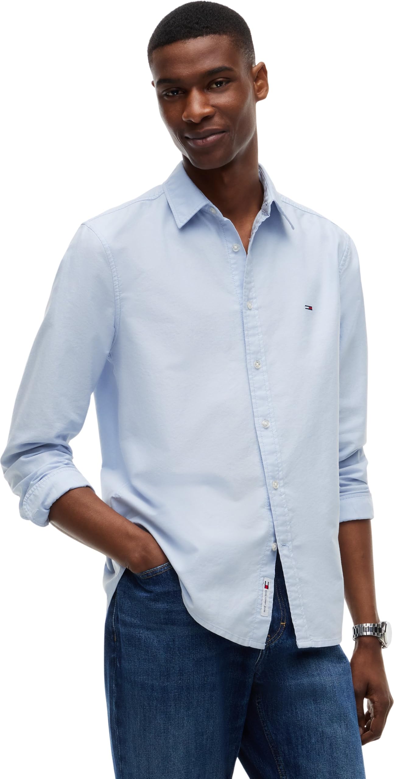 Tommy Jeans Men's TJM Slim Oxford Shirt Dm0dm23513 L/S Shirt (Pack of 1)