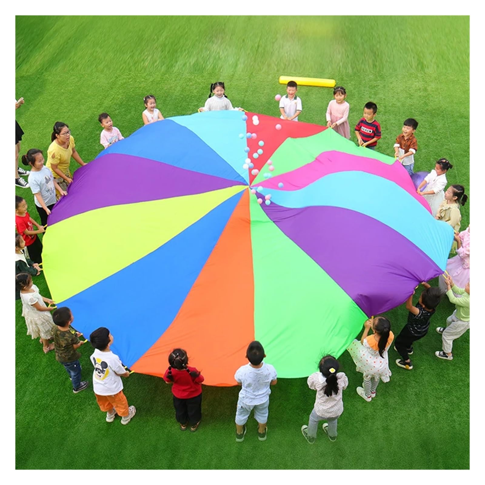Spielen Fallschirm Regenbogen Fallschirm Spielzeug Zelt Outdoor Spiele Sport Sensorische Spielzeug Spielplatz Spaß Kooperative Aktivitäten for Geschenk für Hinterhof, Spielplatz(Diameter 5M)