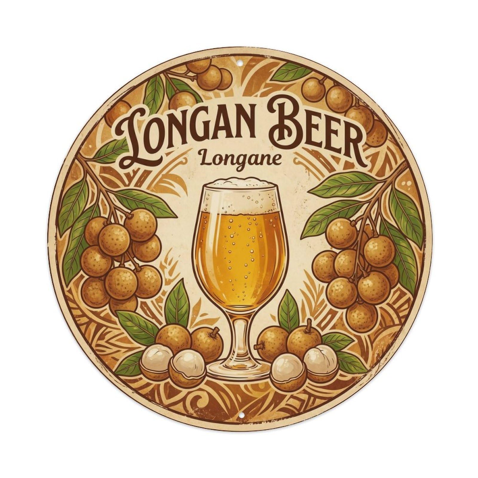 Longan Beer Rustic Flavored Pub Brewery Barrel Cellar Metal Tin Sign