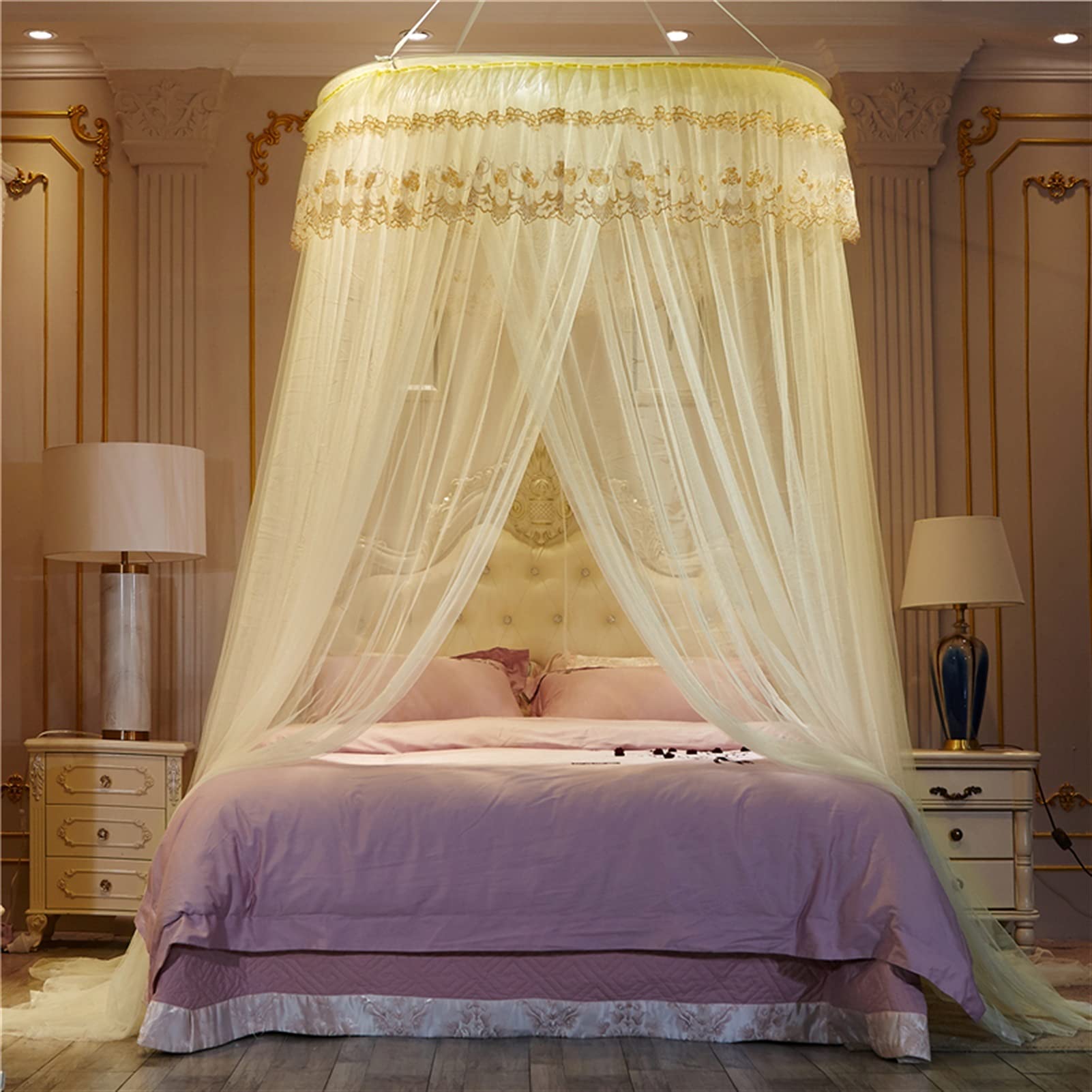 Ciel de lit princesse en dentelle ronde pour transformer votre chambre en nid douillet