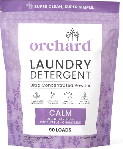 Orchard - Detergente para ropa en polvo de limpieza profunda natural para pieles sensibles, manzanilla lavanda, ingredientes eficaces a base de