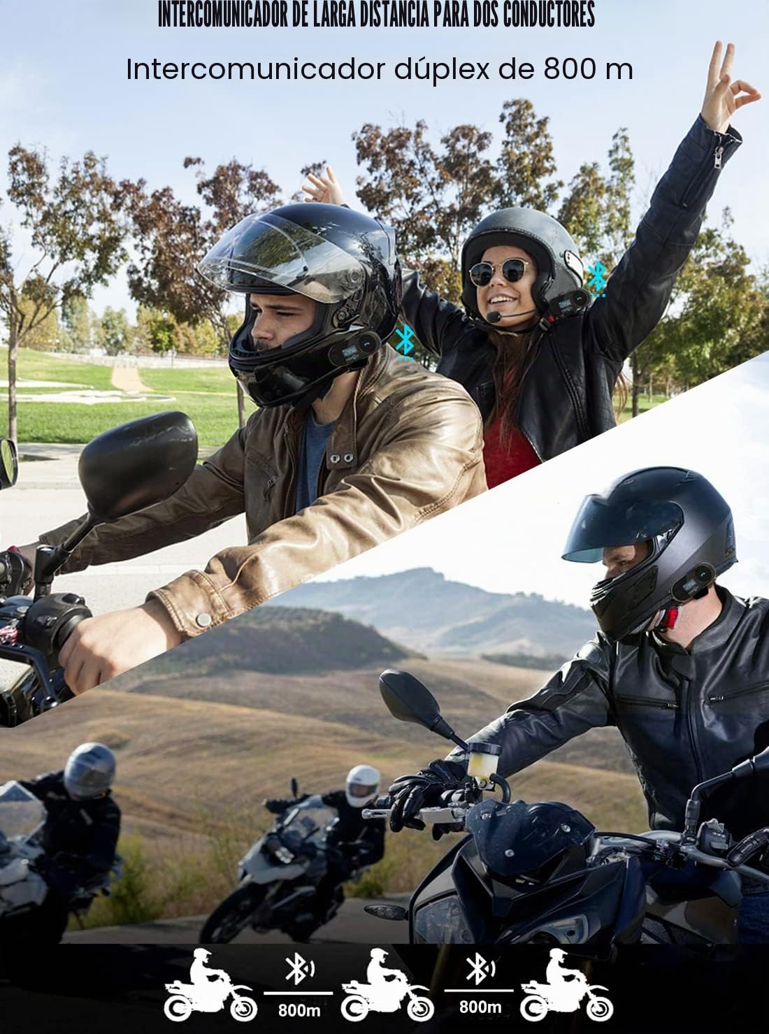 FreedConn 2xTCOM-SC Auriculares Intercomunicador Moto Bluetooth para Motocicletas, Intercom Casco Moto para 2-3 Motoristas, Sistema Comunicación con Compartir Música, Bluetooth V5.0