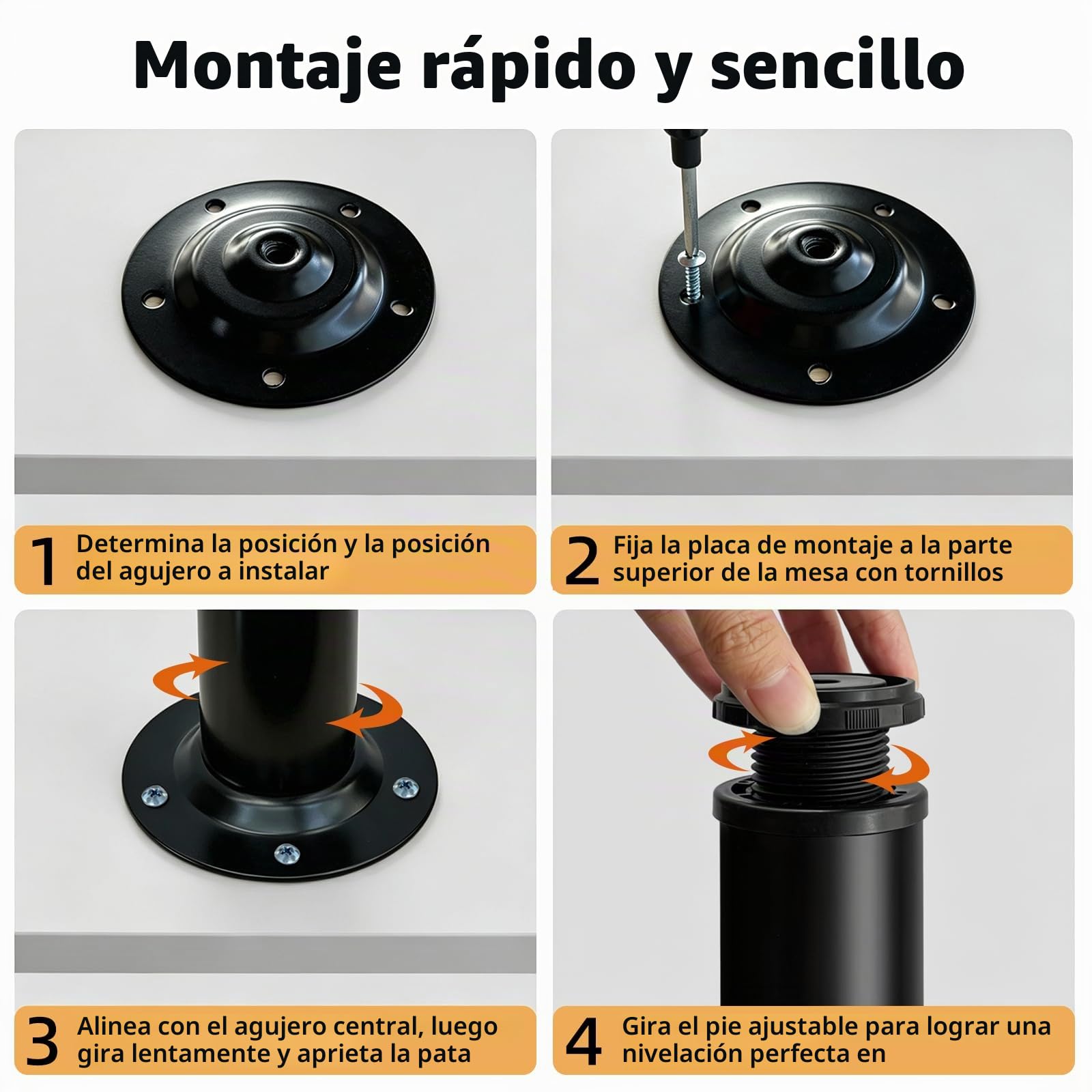 QLLY Juego de 4 Patas metálicas Ajustables, 70 cm de Altura, para Escritorio, Mesa de Oficina, Juego de 4 (70 cm, Negro)