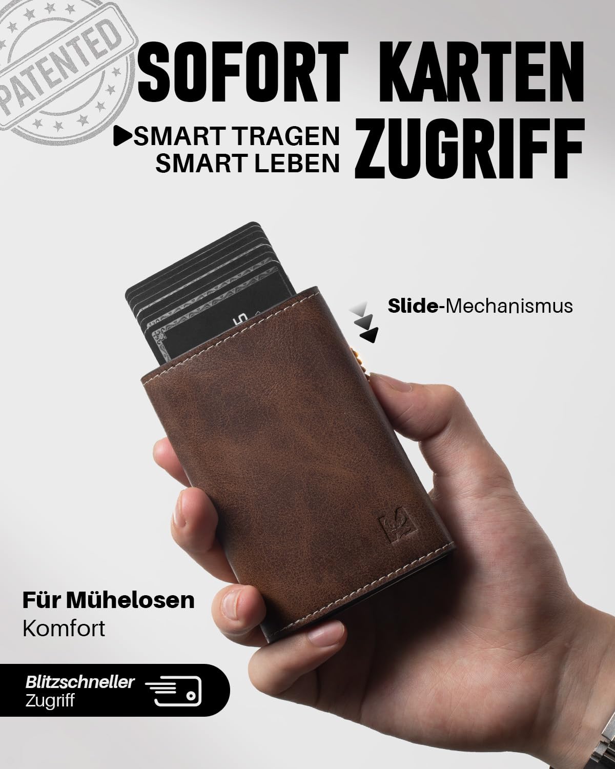 Geldbörse Herren mit Münzfach & RFID-Schutz, Smart Wallet mit Sichtfenster, Portmonee Geldbeutel Herren, Portemonnaie Herren mit 6 Kartenfächern für bis zu 11 Karten (Braun)