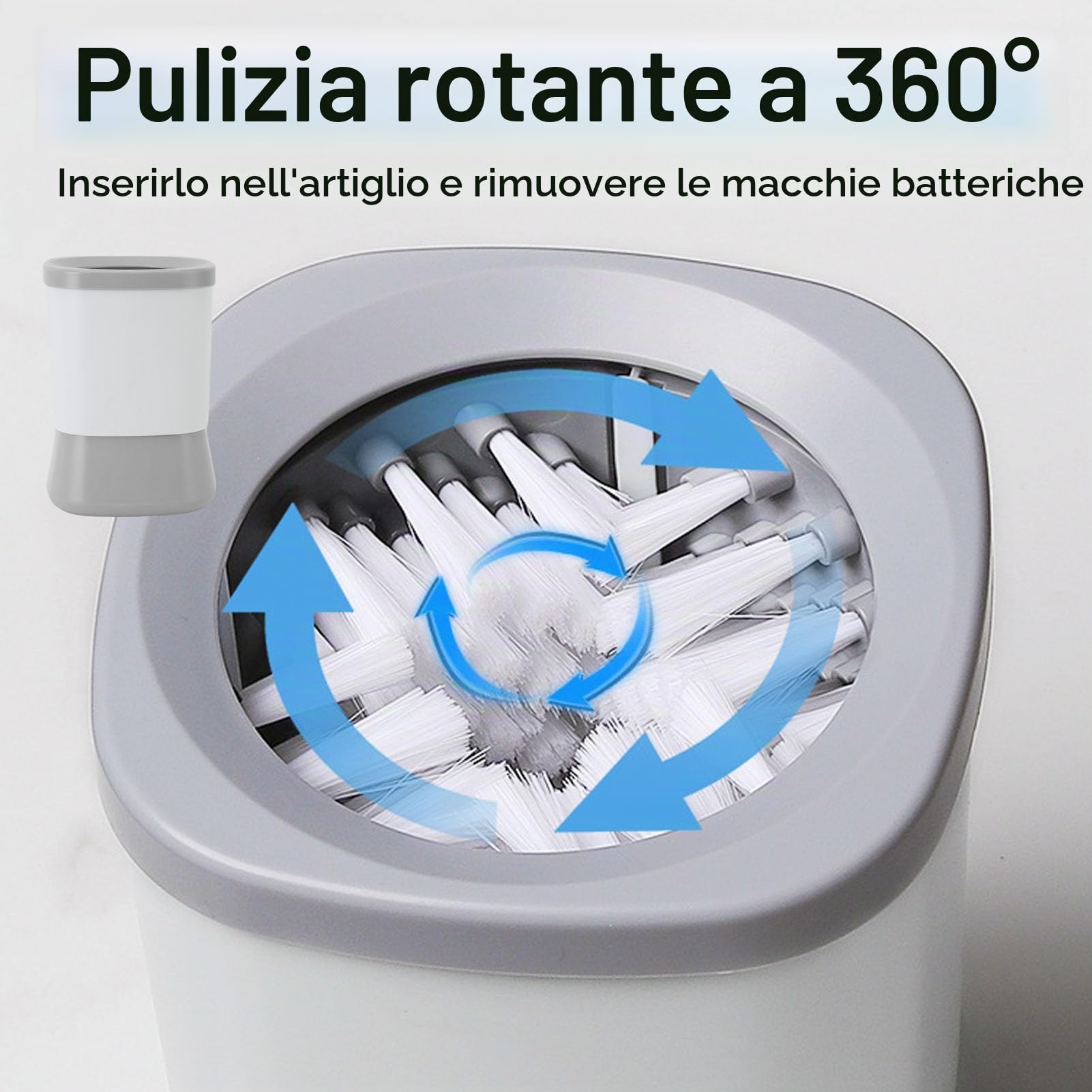 Pulisci Zampe Cani Automatico, Zampe Elettrico per Animali Domestici con 2 velocità Pulizia e Setole Silicone Alimentare, Spazzola Rimovibile per Cani Piccola Taglia