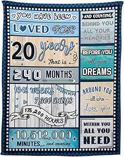 20 Year Old Boy Birthday Gift, Super Soft and Warm Happy Birthday Blanket, Digital Heartwarming Sentences Creative Design Ideal Gifts for 20th, 50