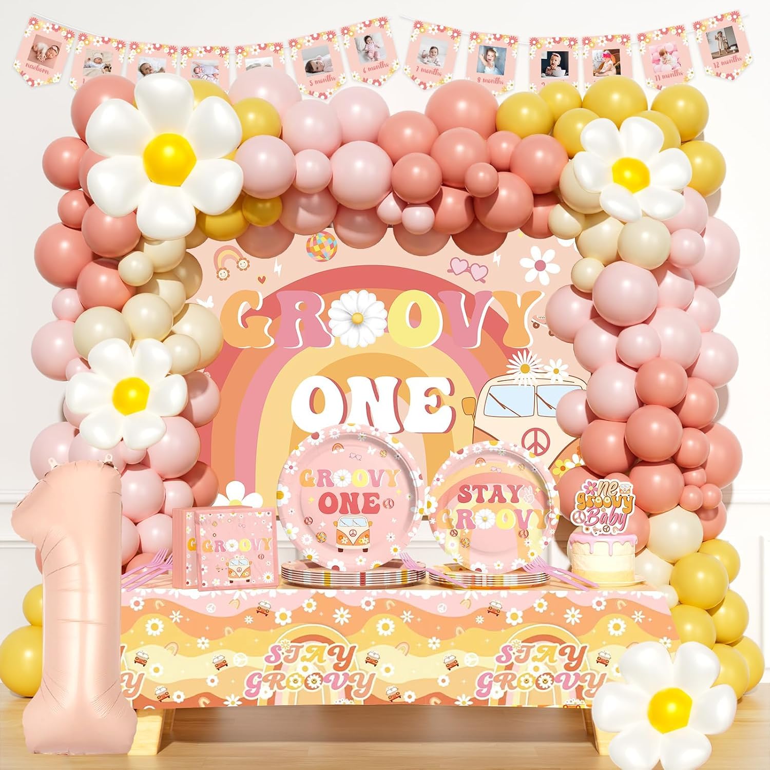 Amazon.com: Hombae Groovy One Birthday Decorations, 1st Birthday