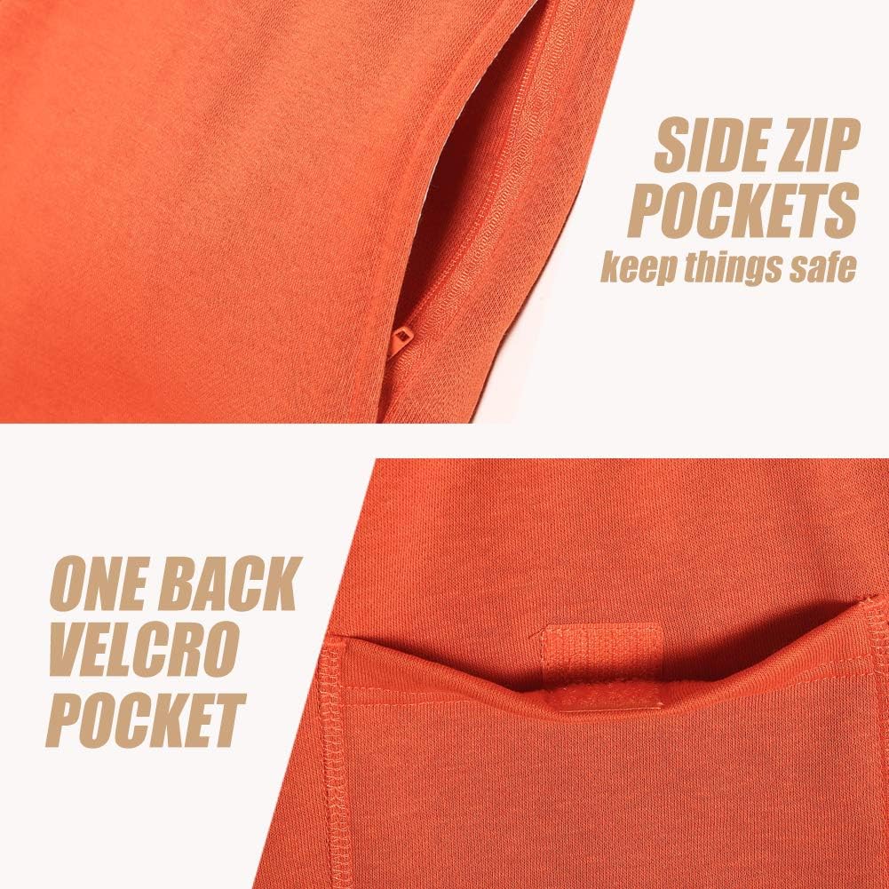 maamgic Men's Fleece Pajama Flat Front Shorts 9" Casual Shorts Athletic Jogger Pocket Sportswear Short Coral Orange Large