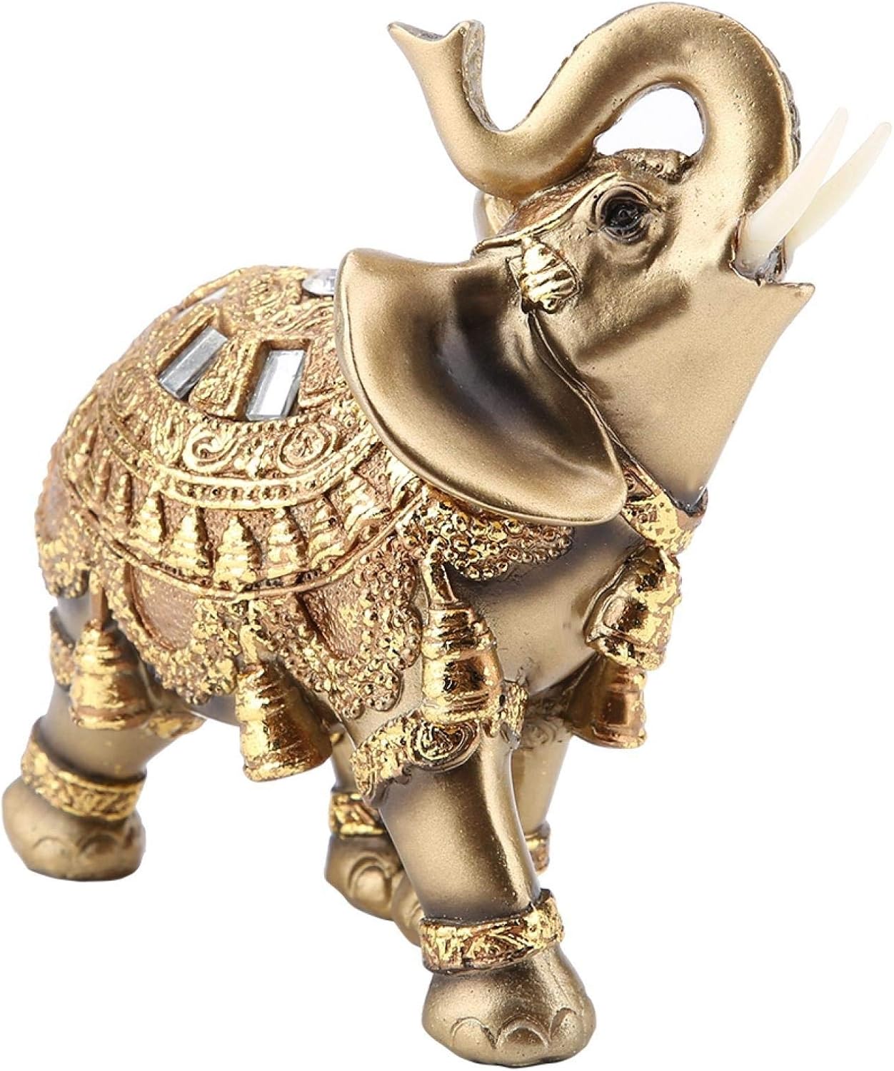 Lucky Feng Shui Golden Elephant Statue Sculpture,Wealth Figurine Congratulatory Gift Office Decor Home Decoration,3 Type[Large]
