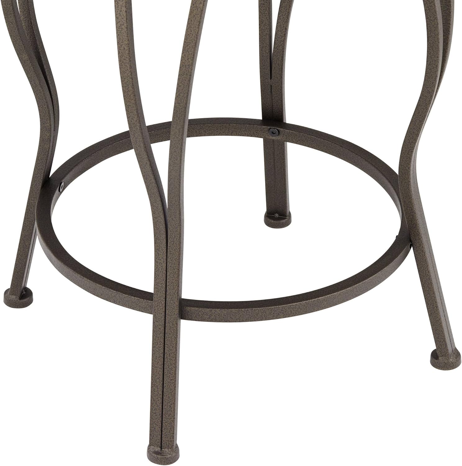 55 Downing Street Colton Glitter Brown Metal Swivel Bar Stools 24" High Set of 2 Traditional Faux Leather Upholstered Cushion with Backrest Footrest for Kitchen Counter Height Island Home Shed