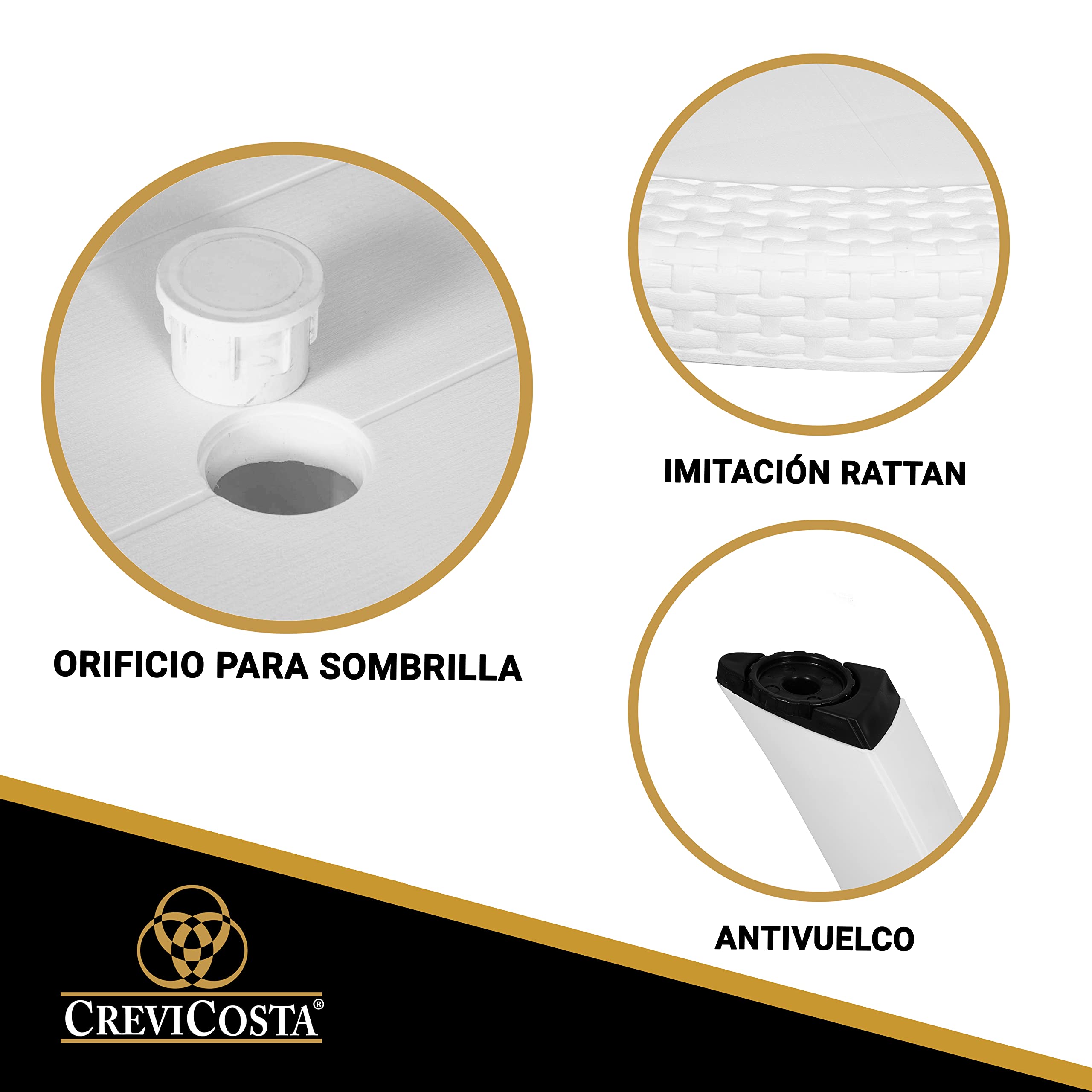 CREVICOSTA QUALITY MARK MARCAS DE CALIDAD - Mesa Caribe Redonda 98x98 (Blanco)