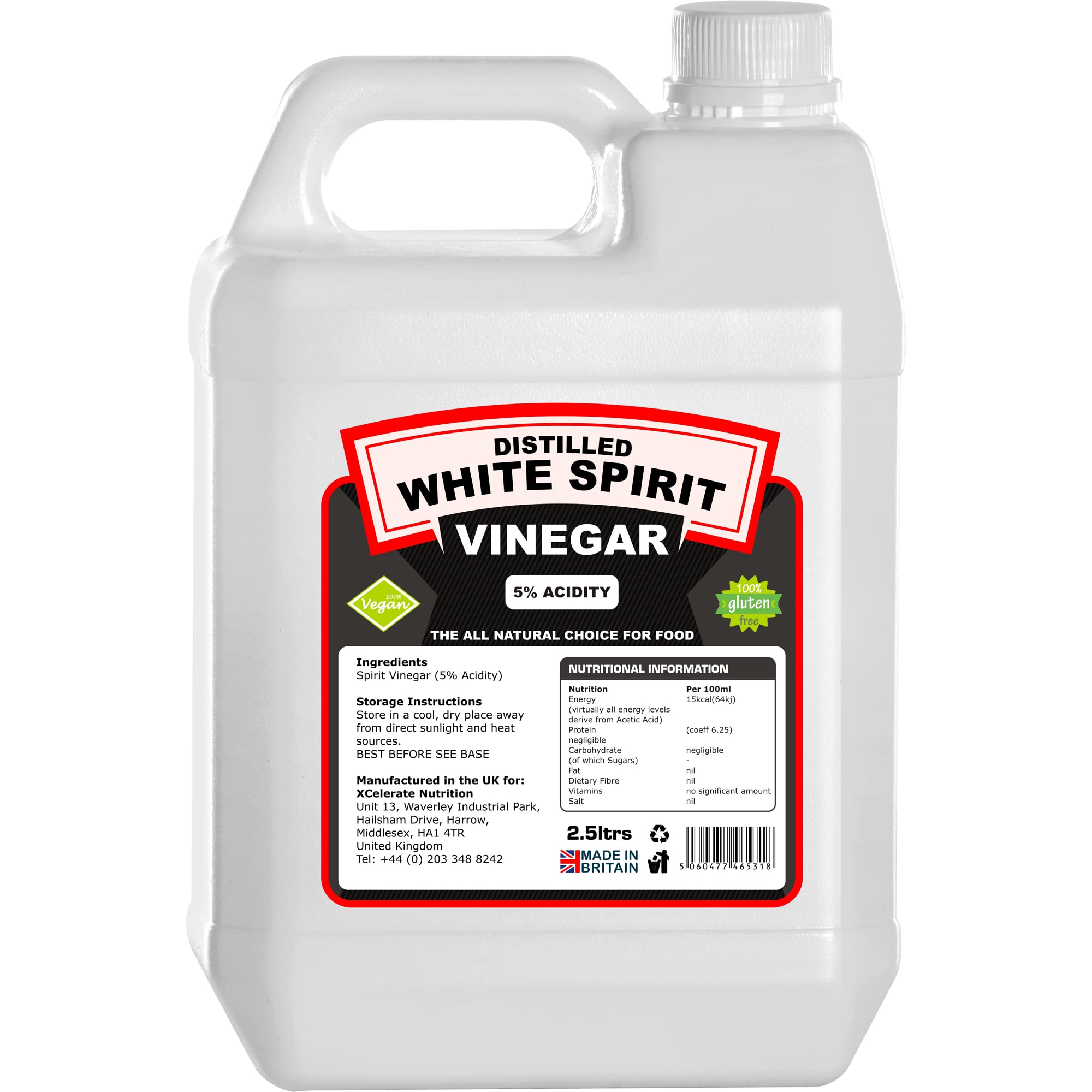 Buy XCelerate tion Distilled White Spirit Vinegar 2.5L 2.5 Litre (5