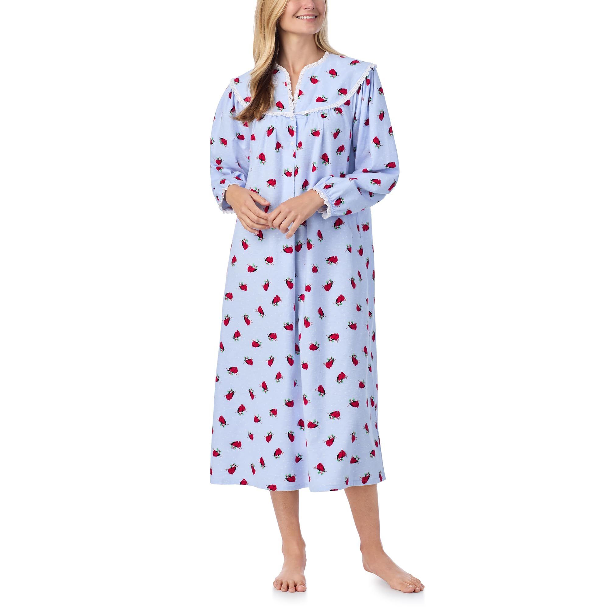 Lanz of Salzburg Sleepwear for Women Classic Long Sleeve Open Neck