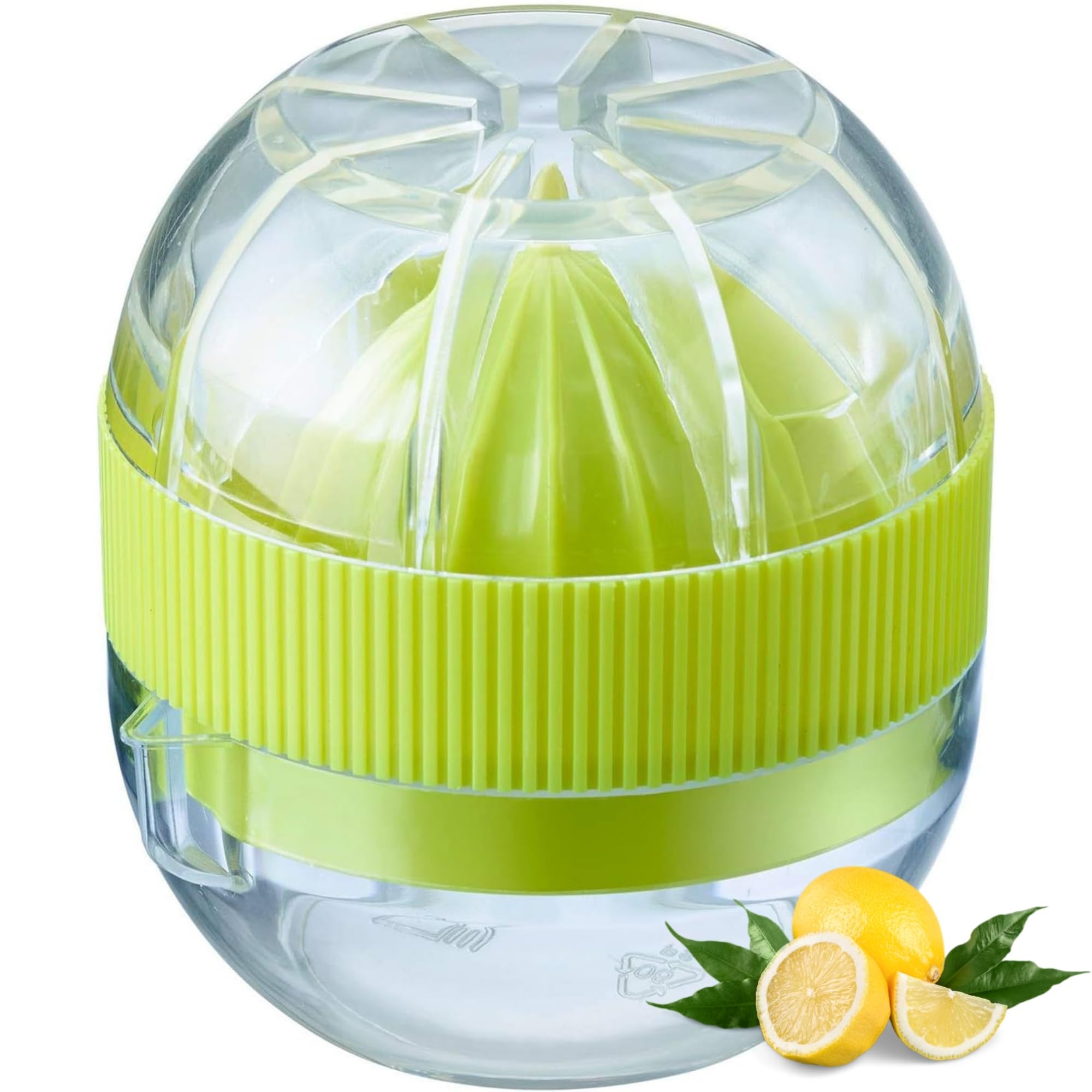 Westmark Kleine Zitruspresse mit Behälter und Deckel, Durchmesser: 7,2 cm, Fassungsvermögen: 50 ml, Kunststoff, Fresh and Fruity, Transparent/Grün, 30932280