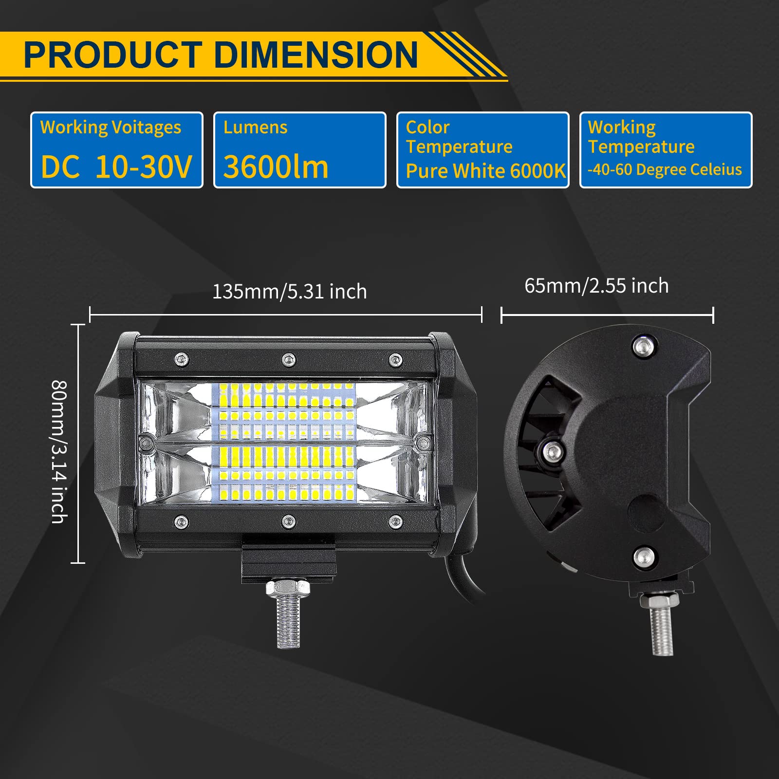Willpower Barra Led Curvo 42 pulgadas 107cm 540W + 2pcs Focos Led 18cm 72W + Arnés de Cableado Barra de Luz LED 12V 24V IP67 Largo Alcance Faro Led Trabajo para 4x4 Tractor Coche Camion Barco Offroad