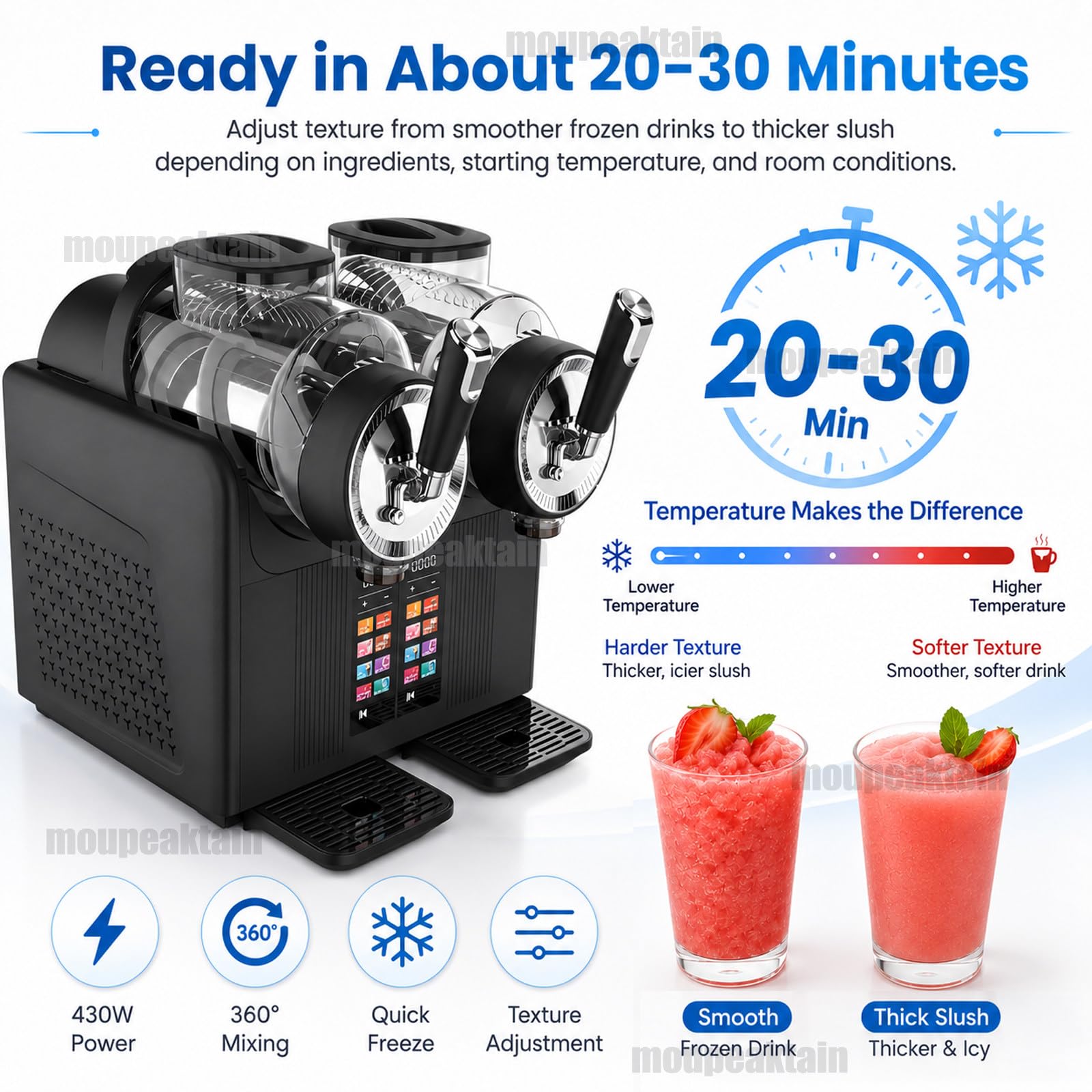Máquina De Granizados & Helado Soft 2 En 1, Granizadora Maquina Con Doble Depósito 4l Y 6 Programas, Para Granizados, Batidos, Bebidas Frías, Helado Cremoso, Fiestas, Casa Y Cafeterías Black