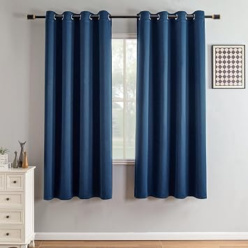 IGEMAEVE Blackout Curtains for Bedroom Grommet Navy Blue 35" W x 72" L