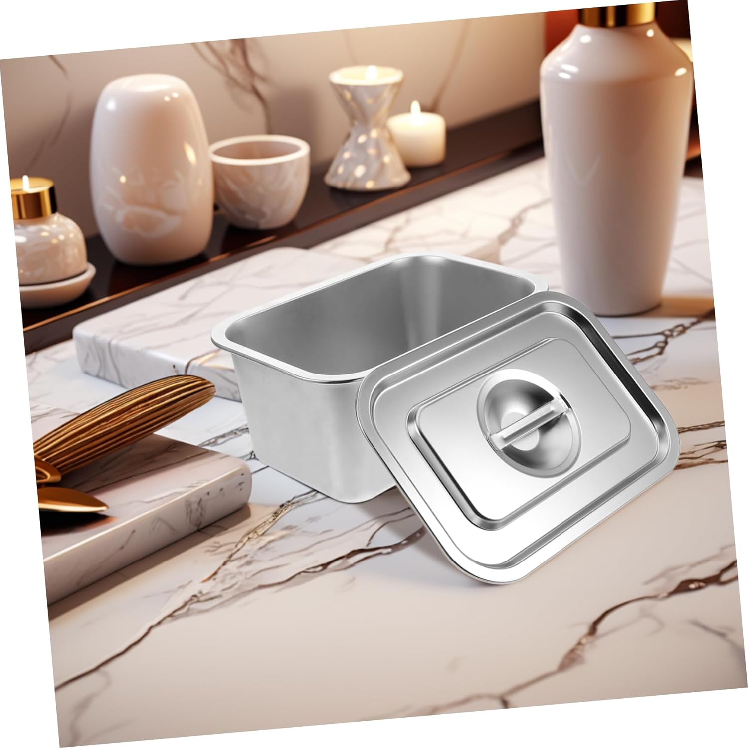 IMIKEYA Indoor Countertop Compost Bin Stainless Steel Food Waste Storage Container Lid