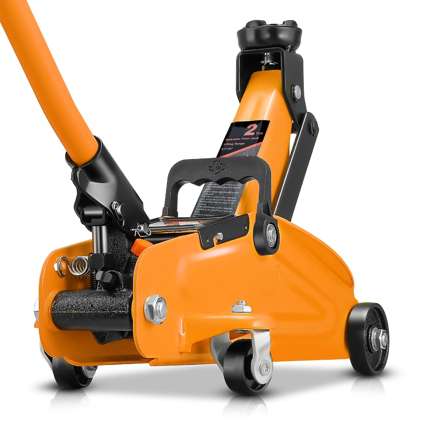 Auto Dynasty 2 Ton Floor Jack, Heavy Duty Steel Hydraulic Car Jack with Single Piston Quick Lift Pump, Hydraulic Racing Floor Jack, Lifting Range 5.1" to 13", Orange