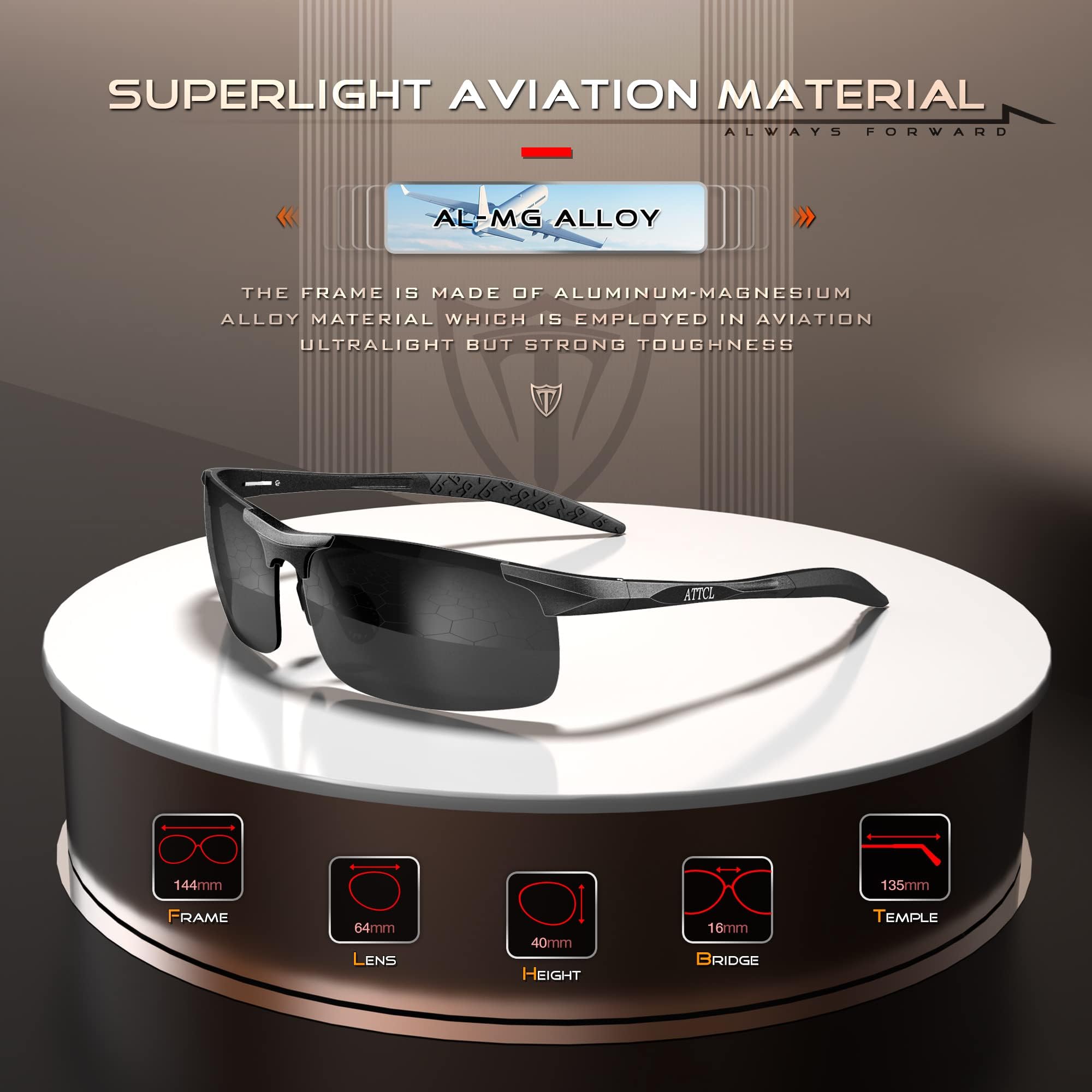 ATTCL Occhiali da sole polarizzati da uomo, per pesca, golf, protezione UV400