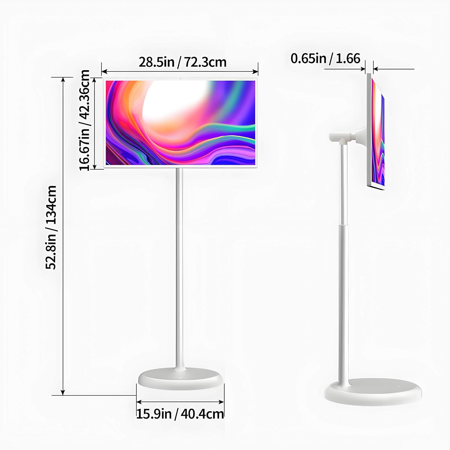 32/24/22-Inch Portable Touchscreen TV on Wheels, Wireless 1080P Monitor, Android 12 OS, Built-in Battery, Full Swivel Rotation, Remote Control, 8-Core, 8GB RAM, 128GB Storage, 4K Display