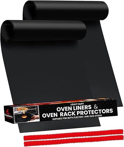 Vista 10 de Revestimientos de horno para la parte inferior del horno negro (paquete de 2) incluidos con protector de rejilla (paquete de 2) - Alfombrilla grande