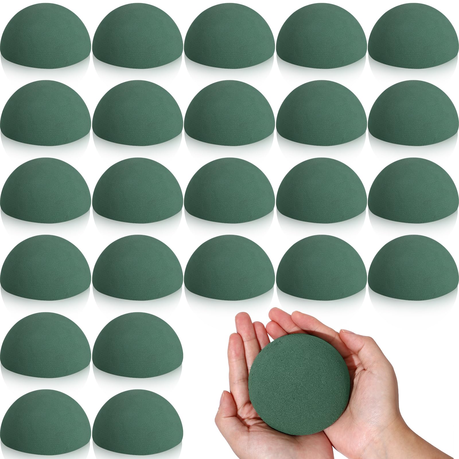 Frienda 24 Pack Large Floral Foam Half Ball 3.54 x 1.77'' Green Dry Floral Foam Round Foam Block DIY Flower Foam Craft for Artificial Plant Floral Arrangement Wedding Decorations