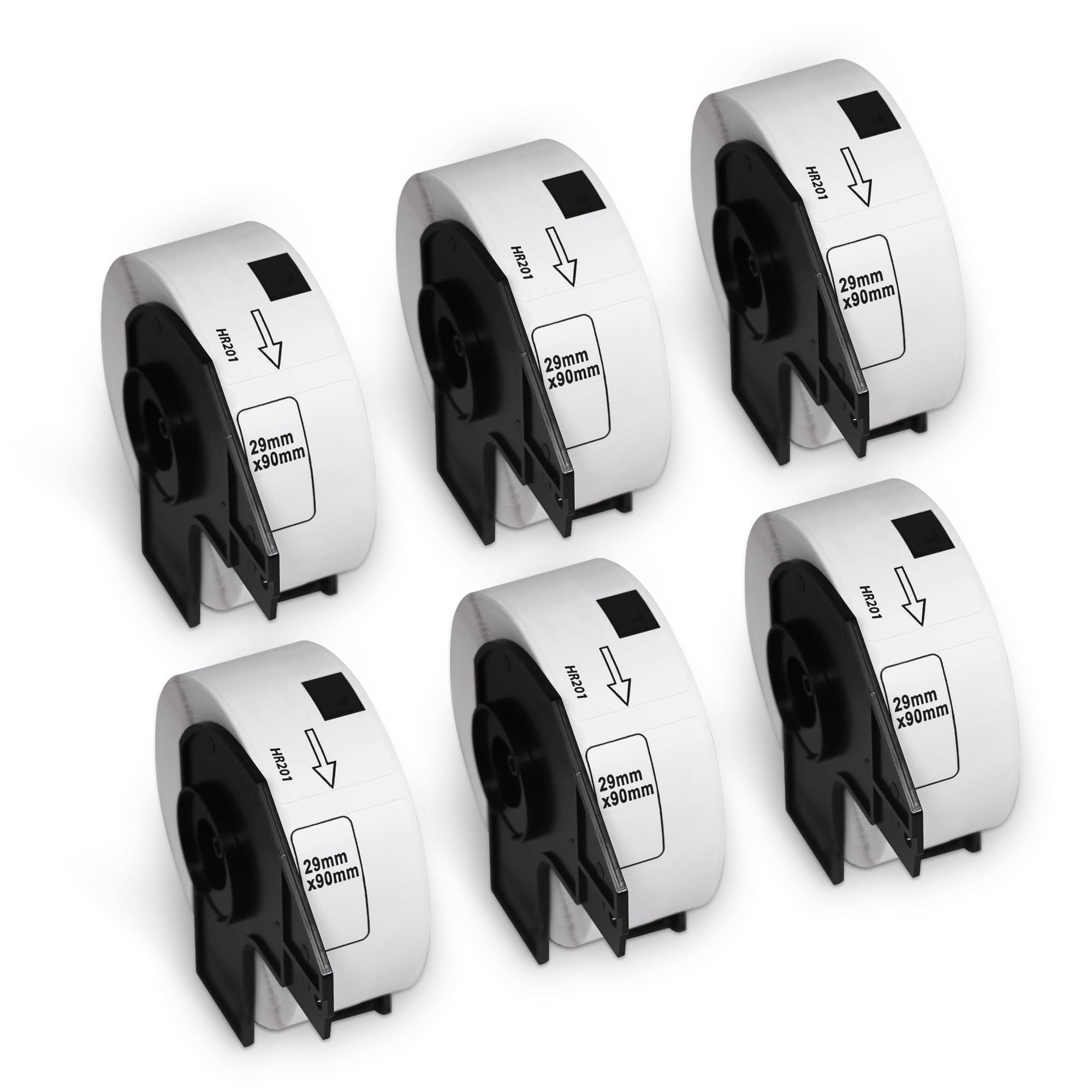 BETCKEY - 6 Rollen Film-Etiketten abziehbar, kompatibel mit DK-11201, 29mm x 90mm, 2400 Aufkleber rückstandsfrei leicht ablösbar für QL-Etikettendrucker